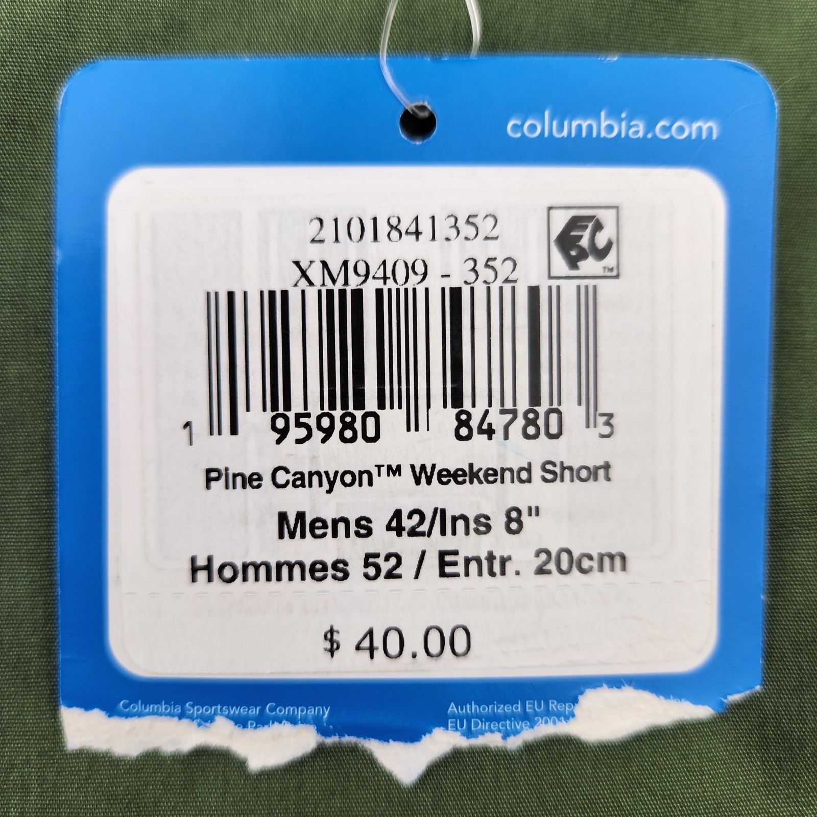 Columbia Pine Canyon Weekend Shorts Mens 42 Green NWT Hiking Outdoor 8in
