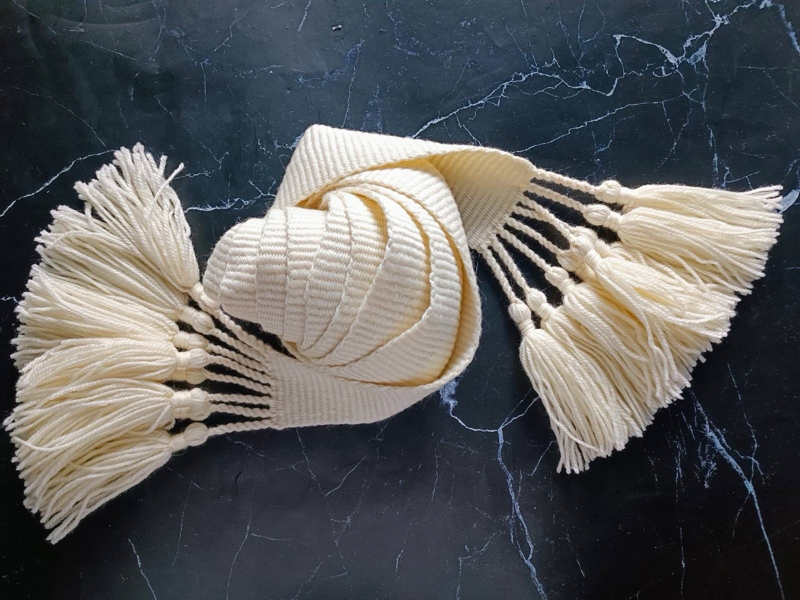 Boho Belt Woven White Tie Belt Ukraine Ivory Long Monochrome Slavic Ribbon Ivory