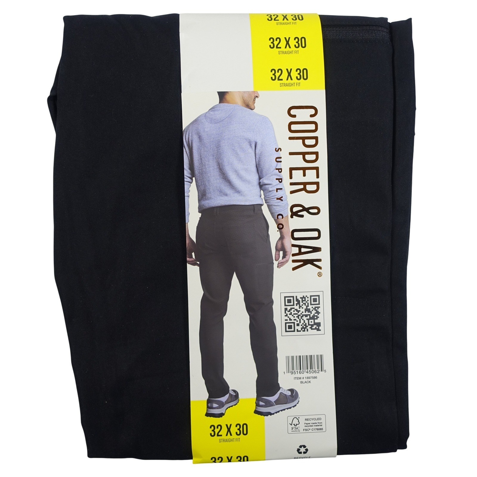 Copper and Oak Supply Co Mens 32×30 Black Straight Fit Tech Utility Pants