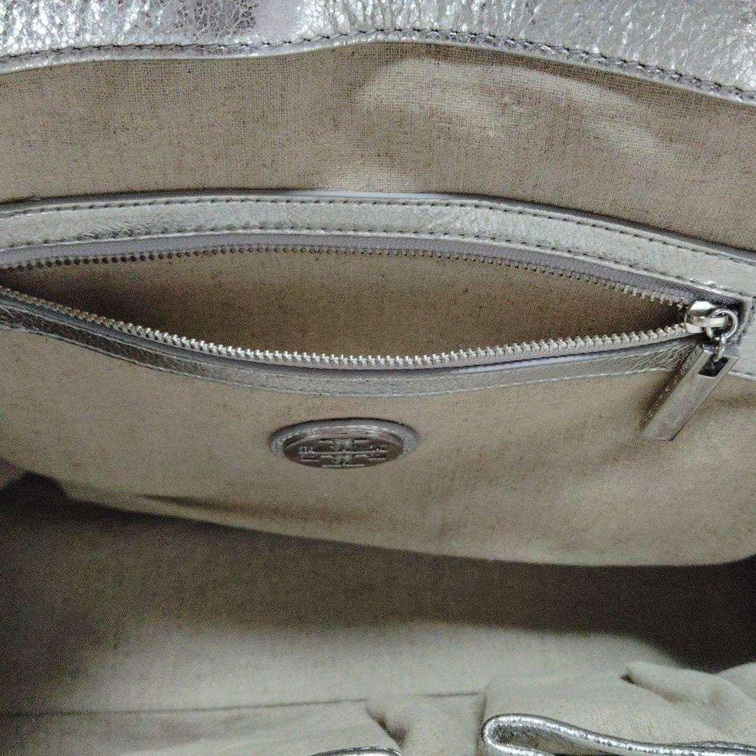 Tory Burch Tote Bag Silver Ella Large Capacity Canvas Mother