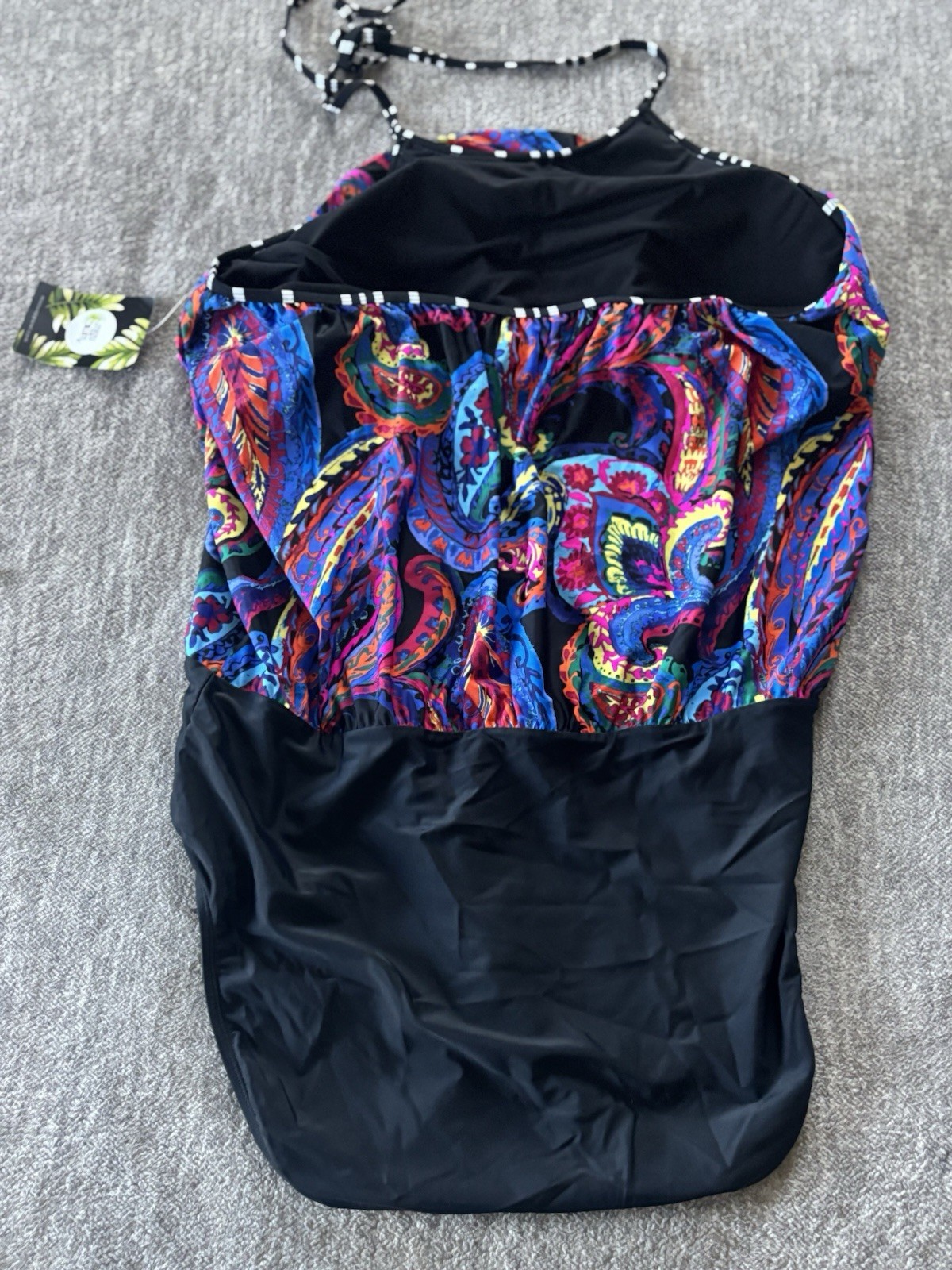 Mazu Swim Women’s Black Paisley Halter One Piece Swimsuit Size 22W Plus