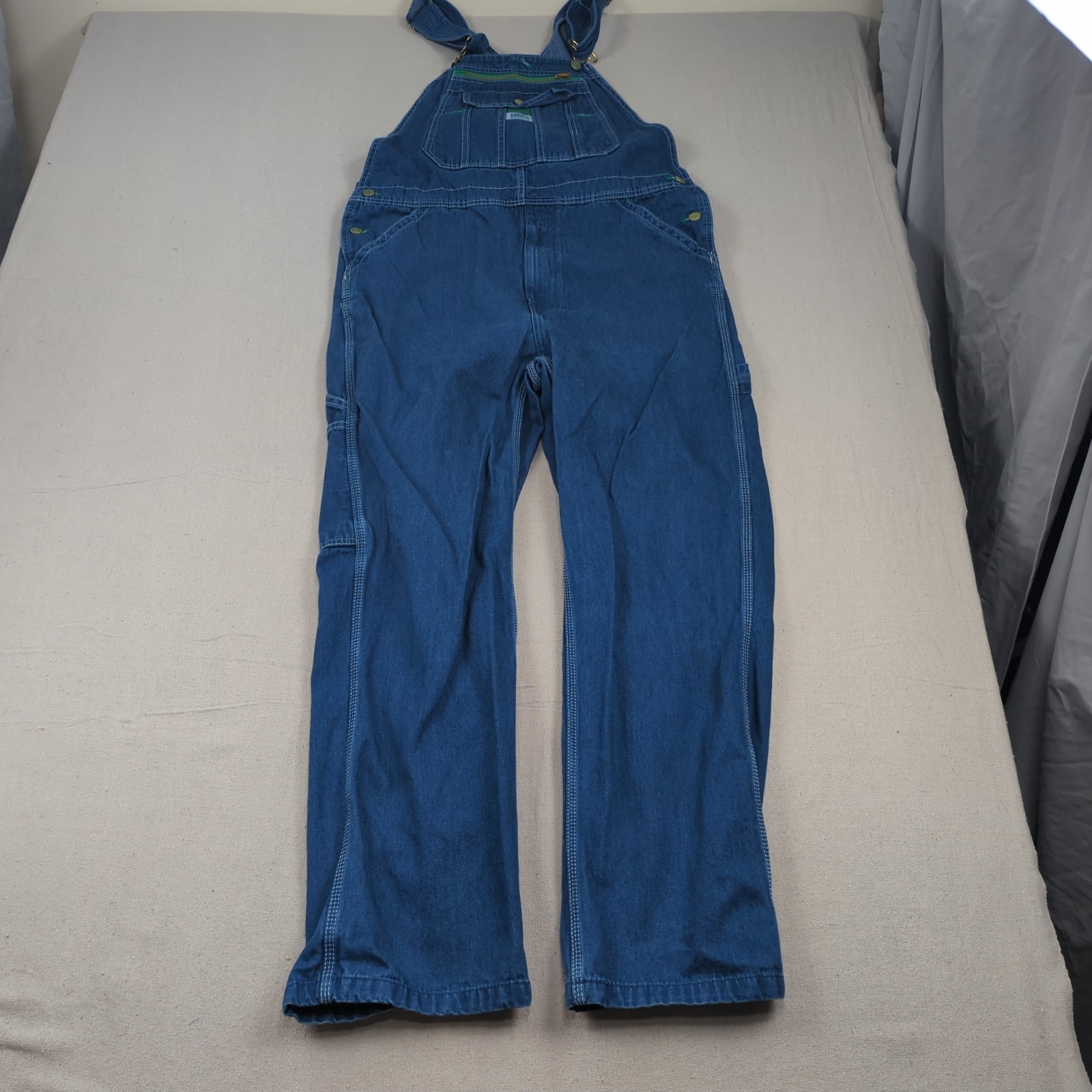 Liberty Overalls Mens 34×30 Blue Denim Utility Hammer Loop Carpenter Workwear