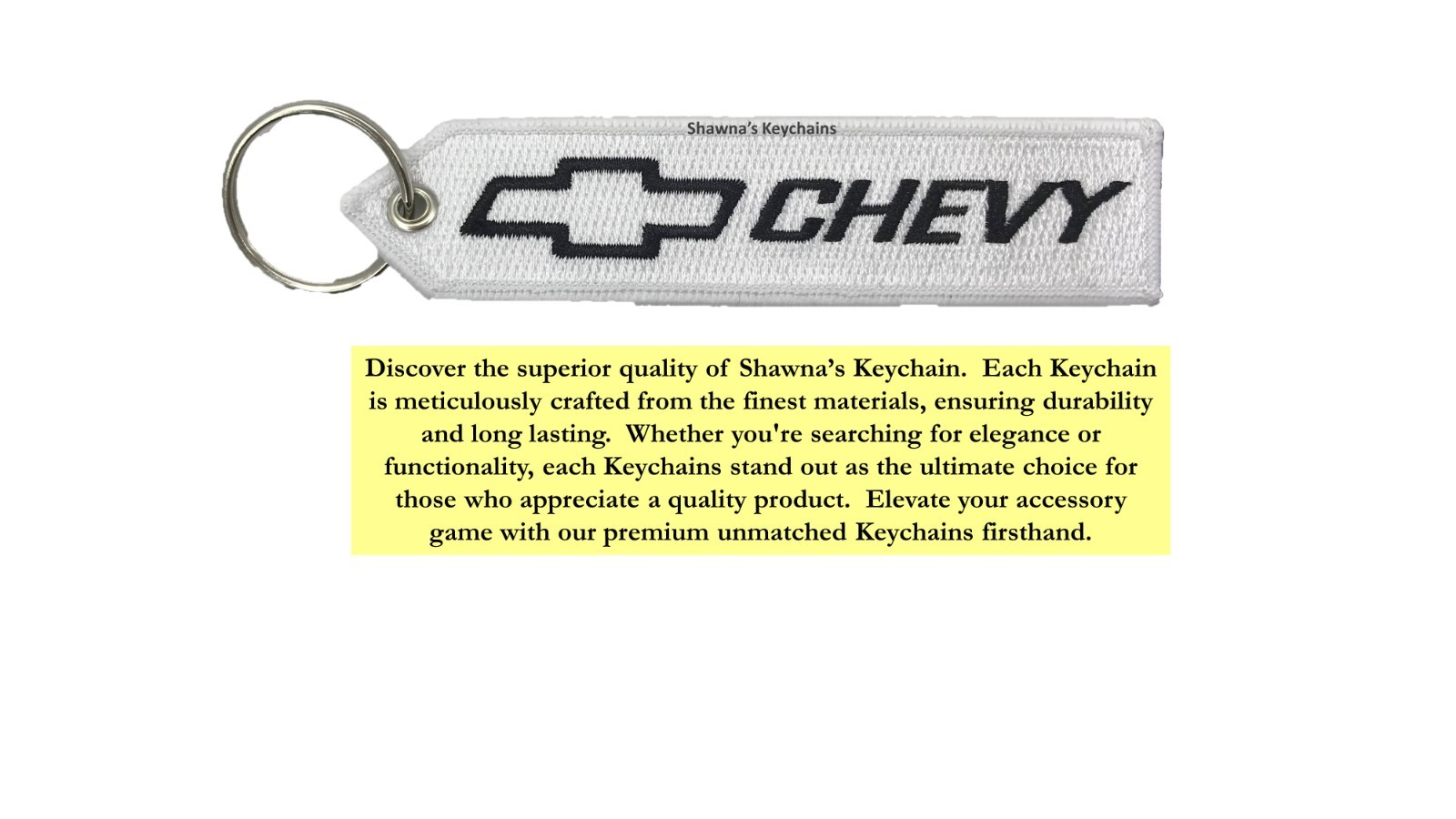 CHEVY or SILVERADO Keychain Embroidered Fabric Key Tag Chevy Accessories