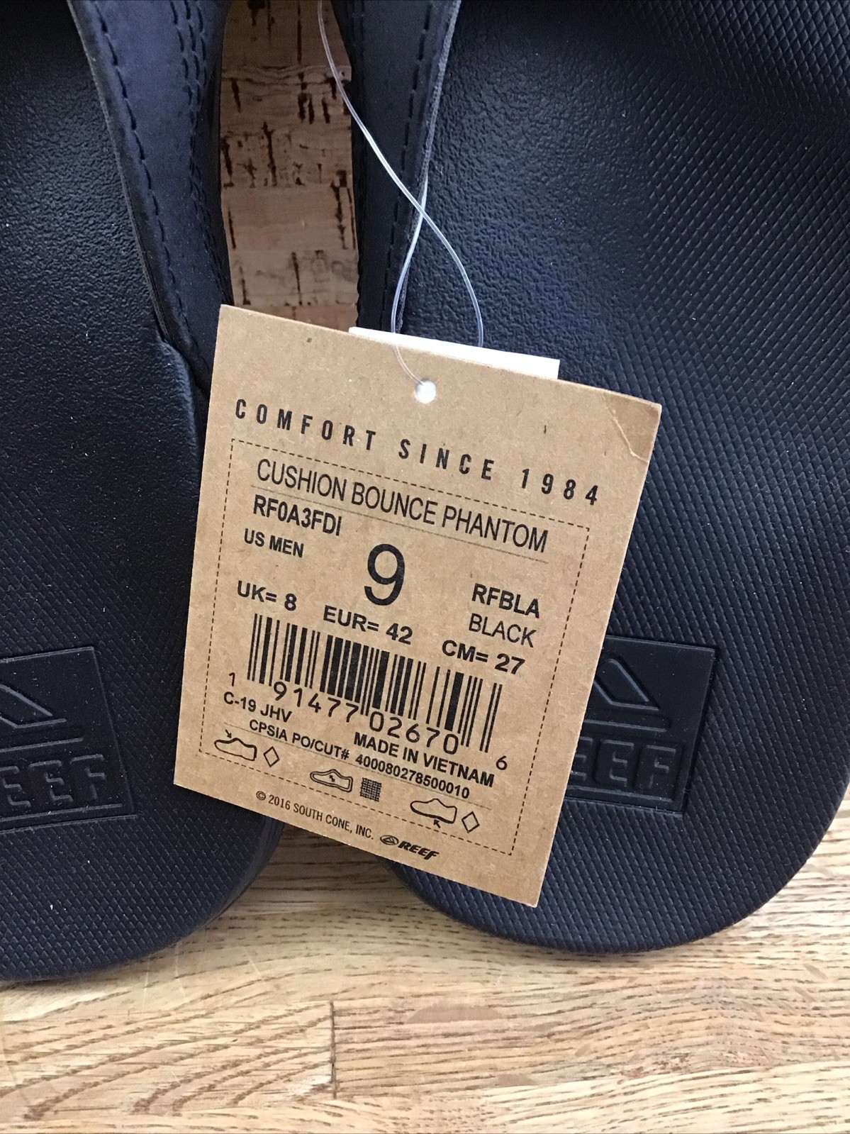 Men’s Reef Sandals Cushion Bounce Phantom Size 9 Black New Old Stock UM