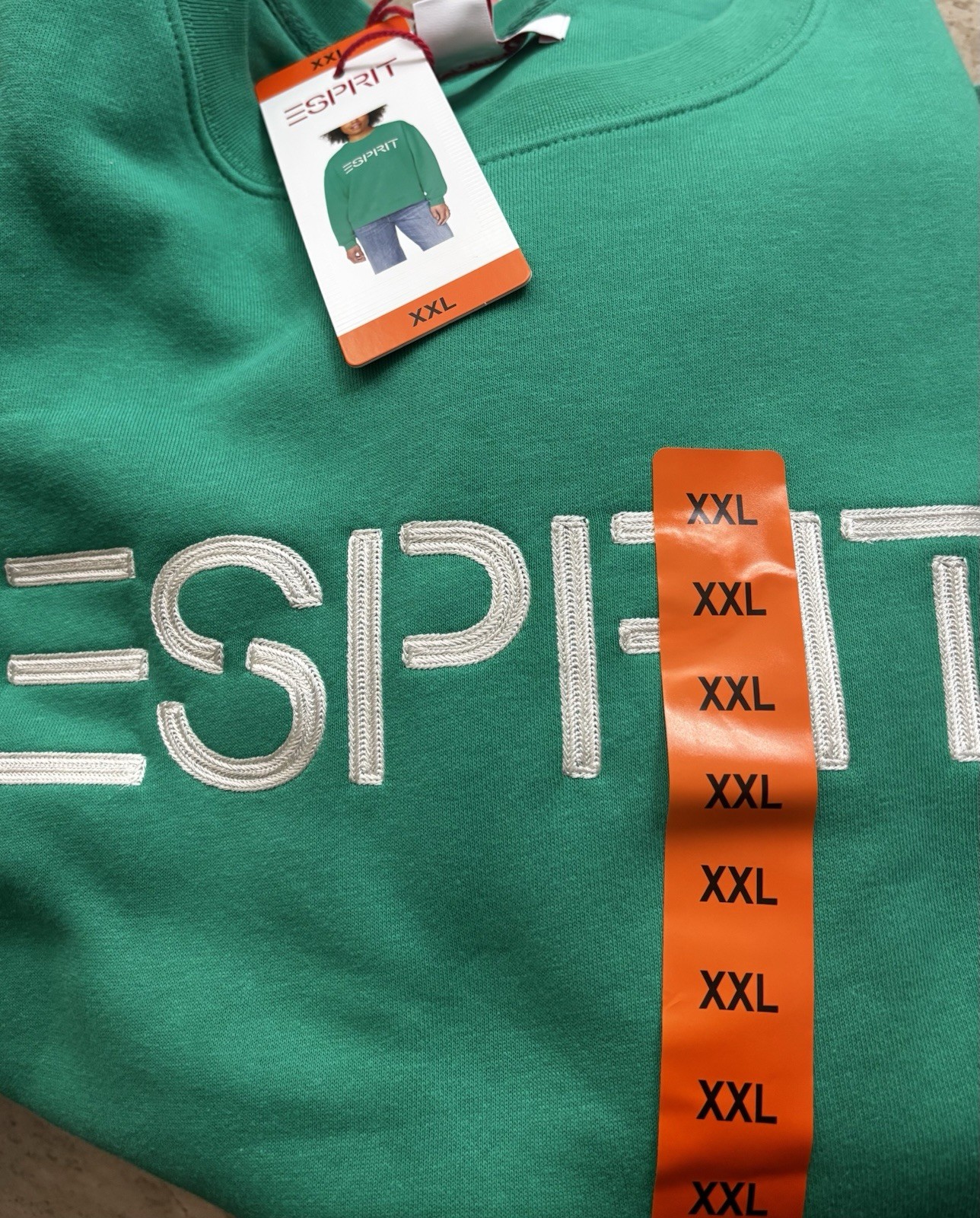NWT Esprit Women’s Logo Fleece Crewneck Sweatshirt Green Vintage S M L XL XXL