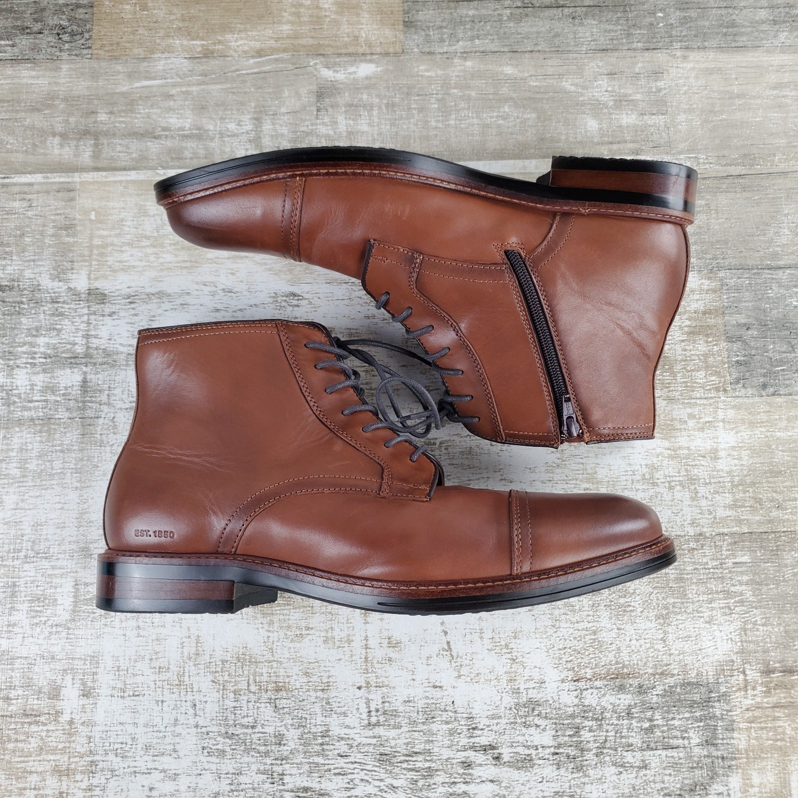 Johnston & Murphy XC+ Durham Mens Boot Sz 11.5 M Cognac Grain Leather *read*