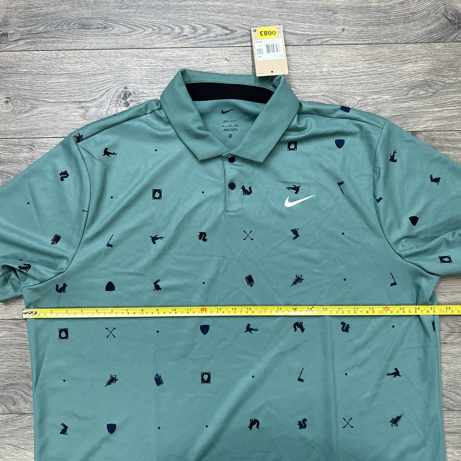 Nike Golf Polo Shirt Size 2XL Mens Dri Fit Tour Novelty Icon Print Short Sleeve