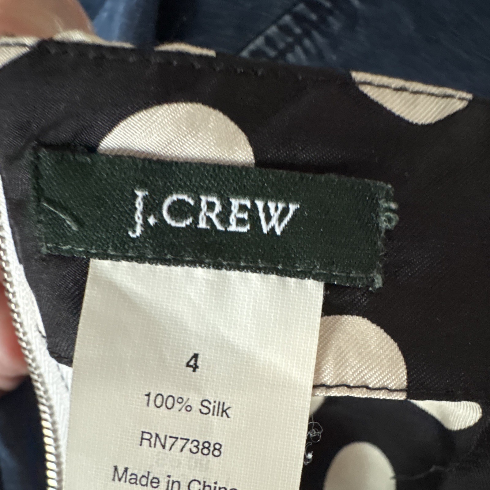 J.CREW Black/White Polka Dot Silk Satin Boat Neck 3/4 Sleeve Blouse 4