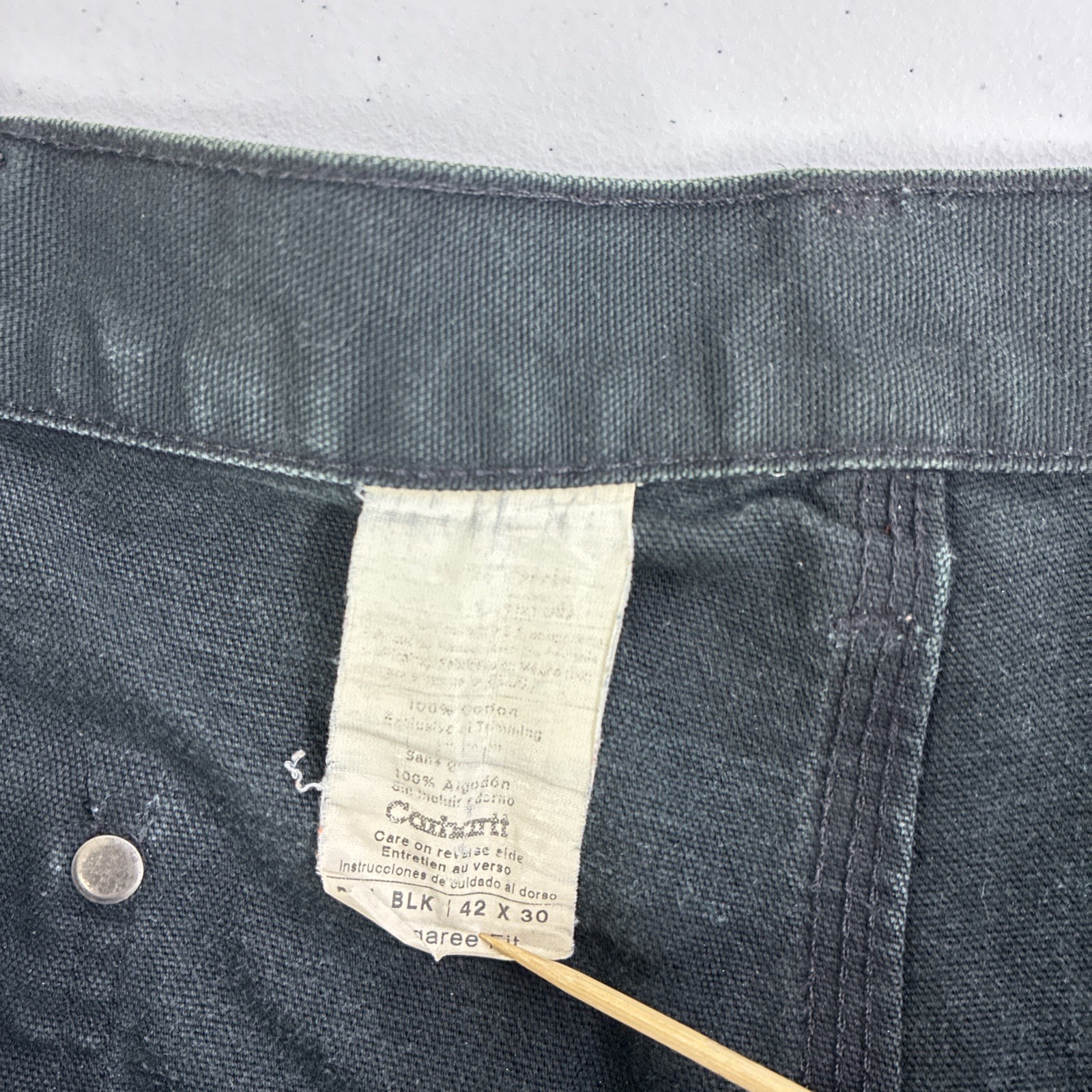 Carhartt Canvas Carpenter Double Knee Work Pants Size 42 X 30 B01 BLK