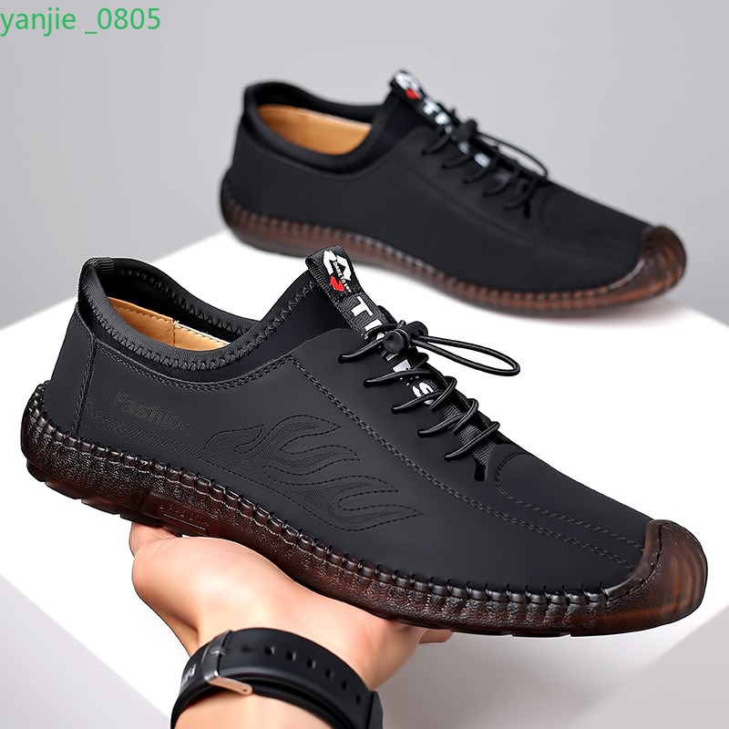Men’s Faux Leather Casual Shoes Lace Up Round Toe Slip On Fashion Summer Retro