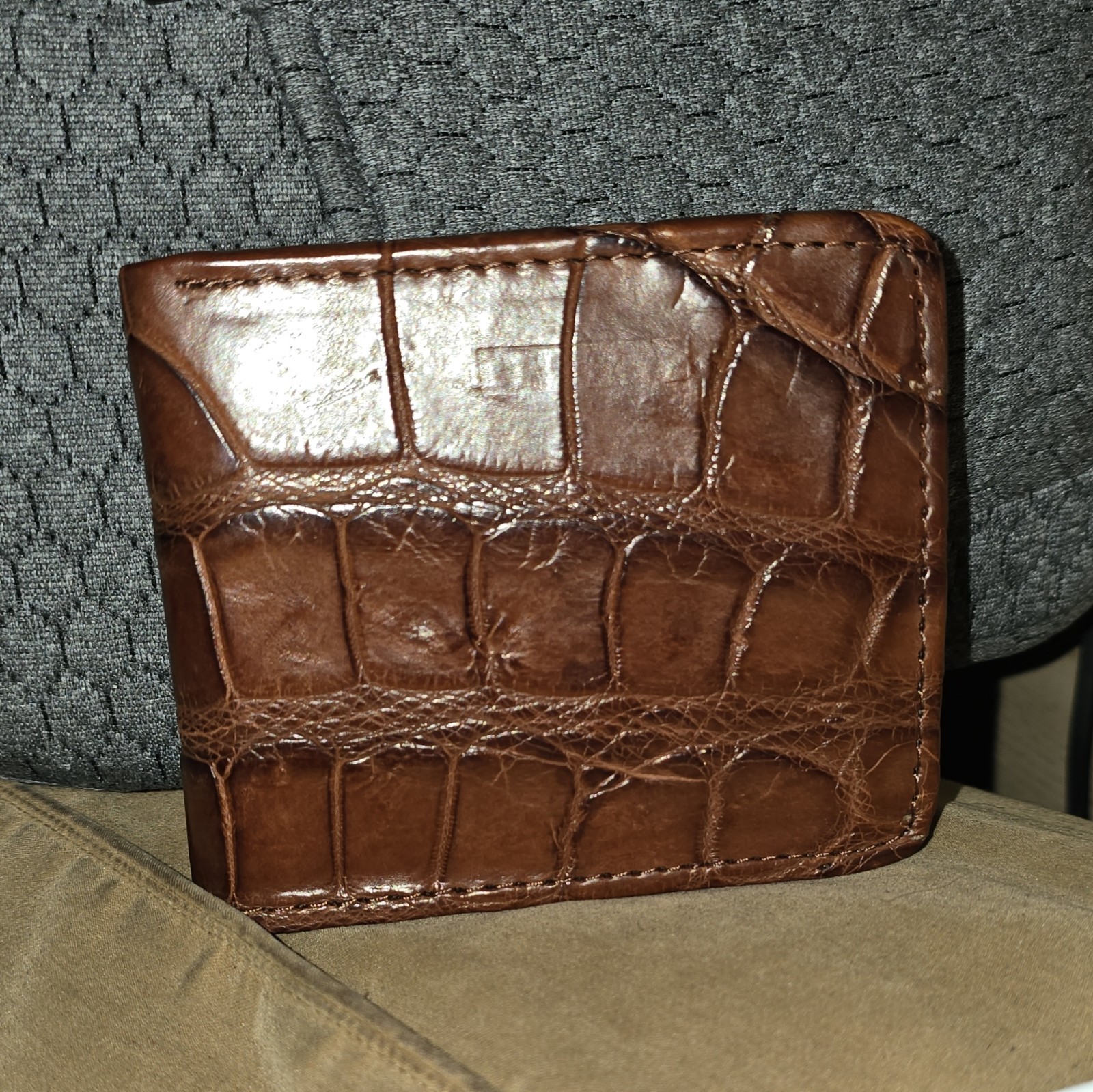 Tecovas Walnut/Brown Alligator Pattern Bifold Wallet Credit Card Folding Men