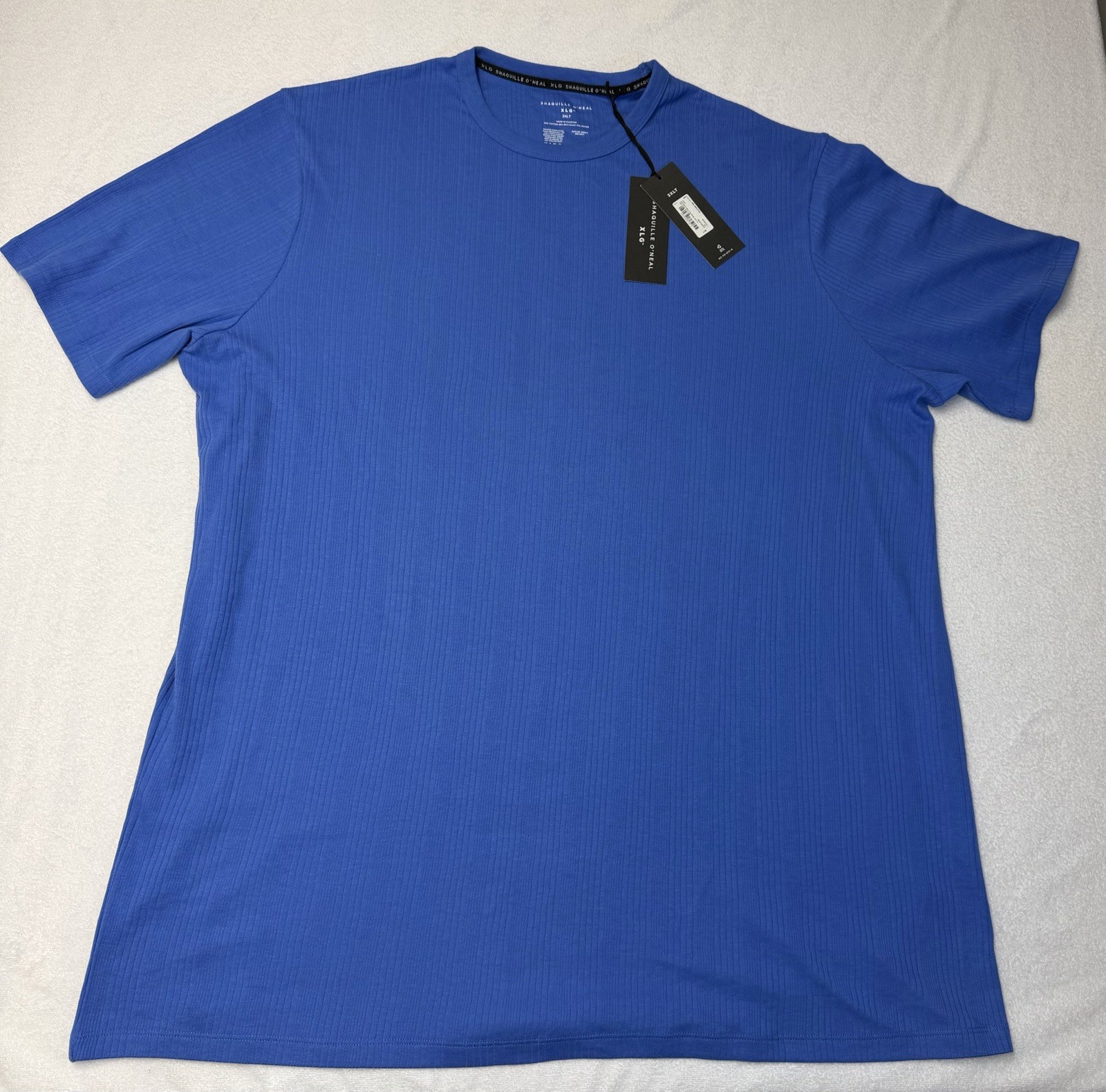 NWT Shaquille O’Neal XLG Men’s 3XLT Ribbed T-Shirt Blue Short Sleeve Crew Neck