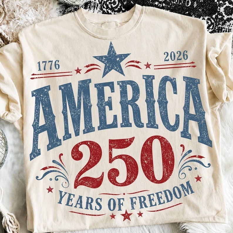 America 250 Years Freedom Retro T-shirt, USA 250th Patriotic Shirt, 4th of July