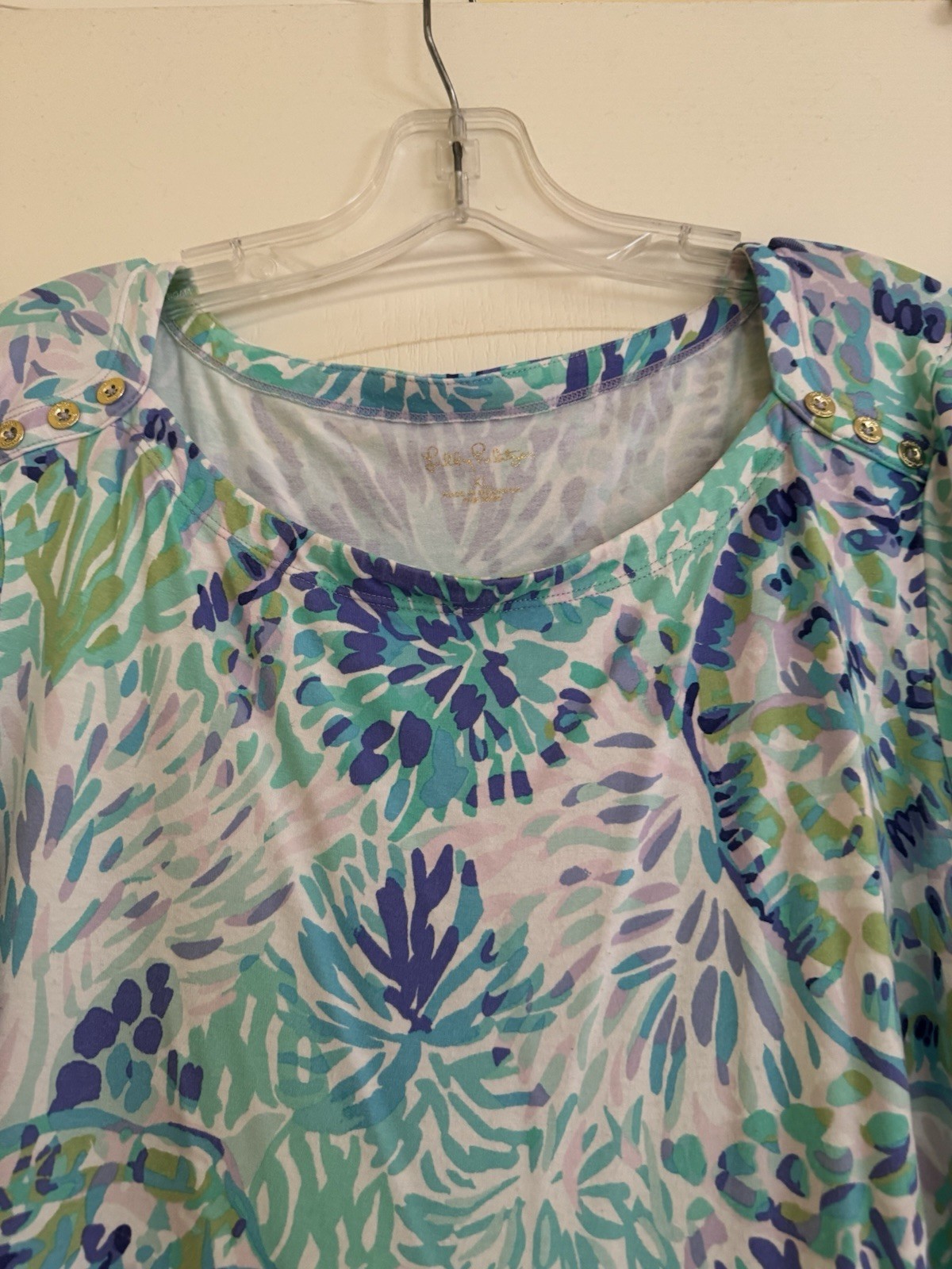 Lilly Pulitzer Women’s Blue & Aqua 3-Quarter sleeves Dress Sz Xl ￼ Gently Used