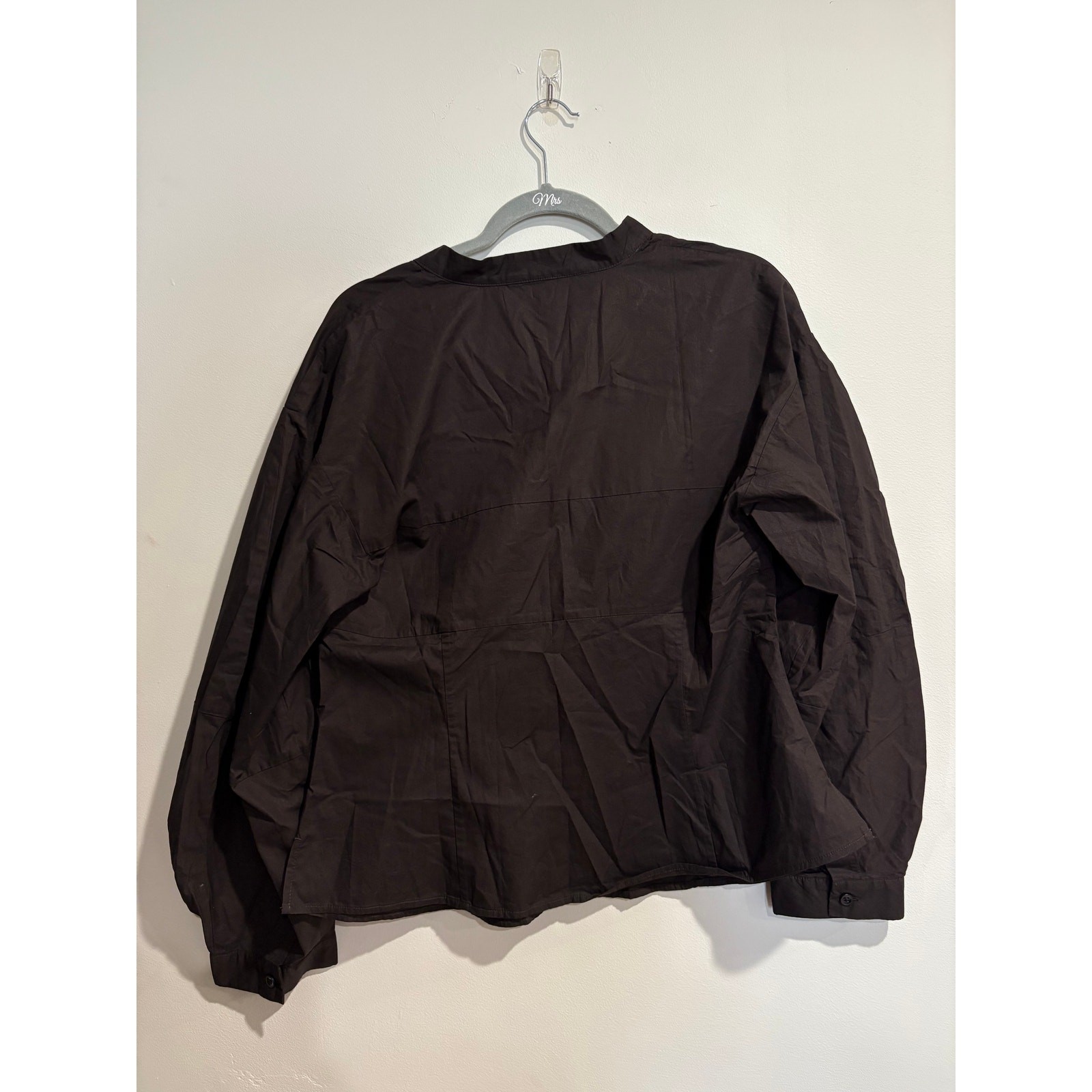 NWT Banana Republic Cotton Poplin Balloon-Sleeve Shirt Ganache Brown Womens 12
