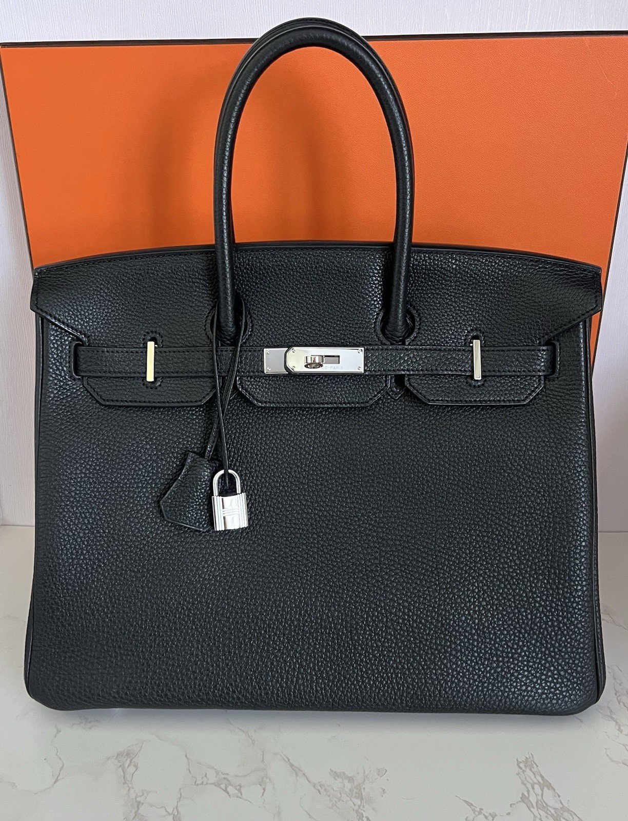 Hermes Black Birkin 35 in Noir Togo Leather With Palladium Hardware