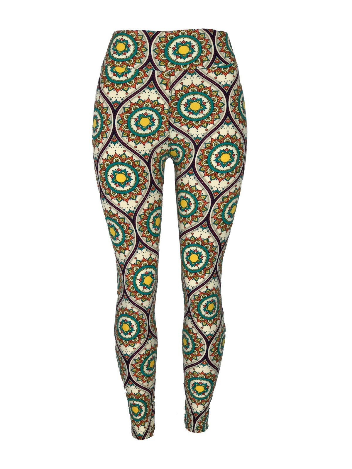 Stunning Medallion Mandala Teardrop Pattern Yoga Waistband Leggings So Soft!