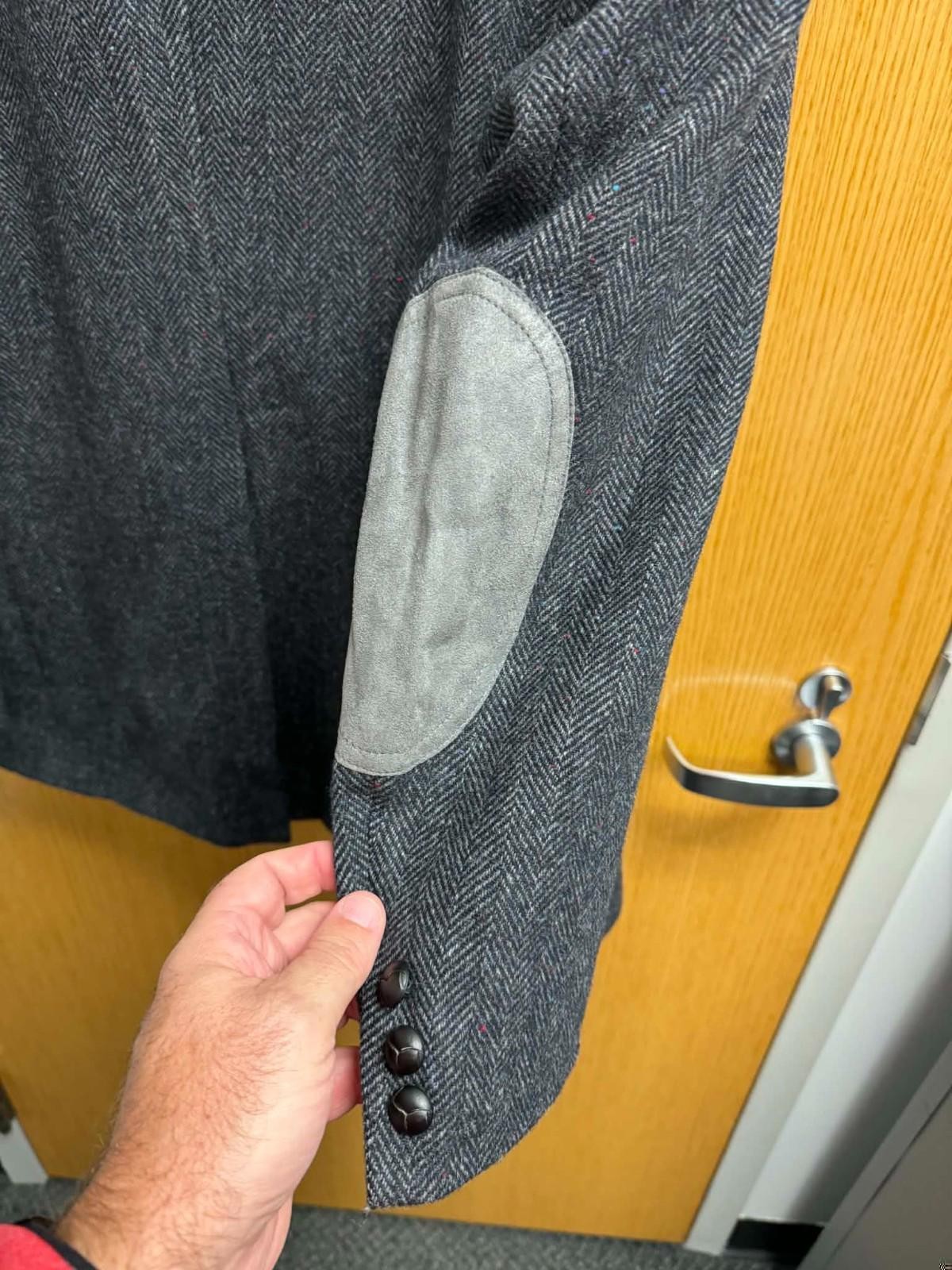 Vintage Pendleton Blazer Mens 40 Gray Wool Herringbone Elbow Patch Coat Jacket