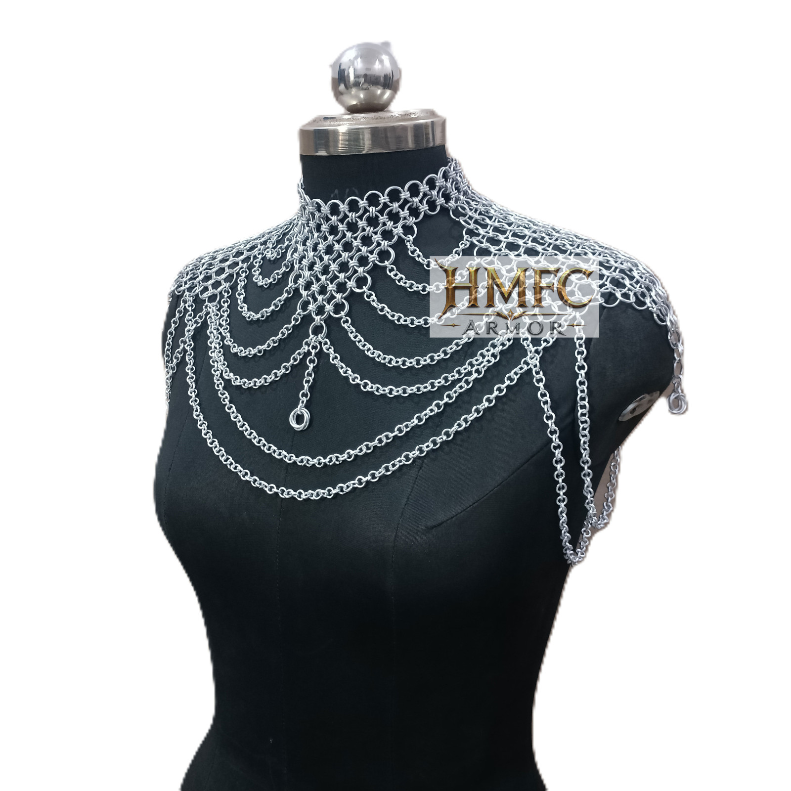 Medieval Chainmail Collar Aluminum Gothic Necklace Women Halloween LARP Costume