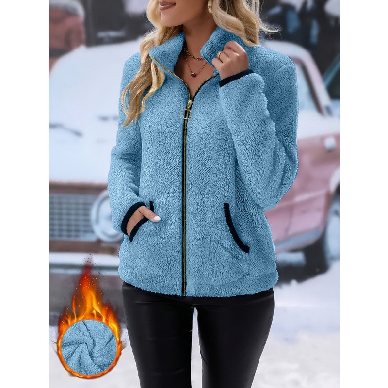 NEW Casual Double-sided Fleece Zip-up Cardigan Plush Hoodie Jacket Sizes S-3XL