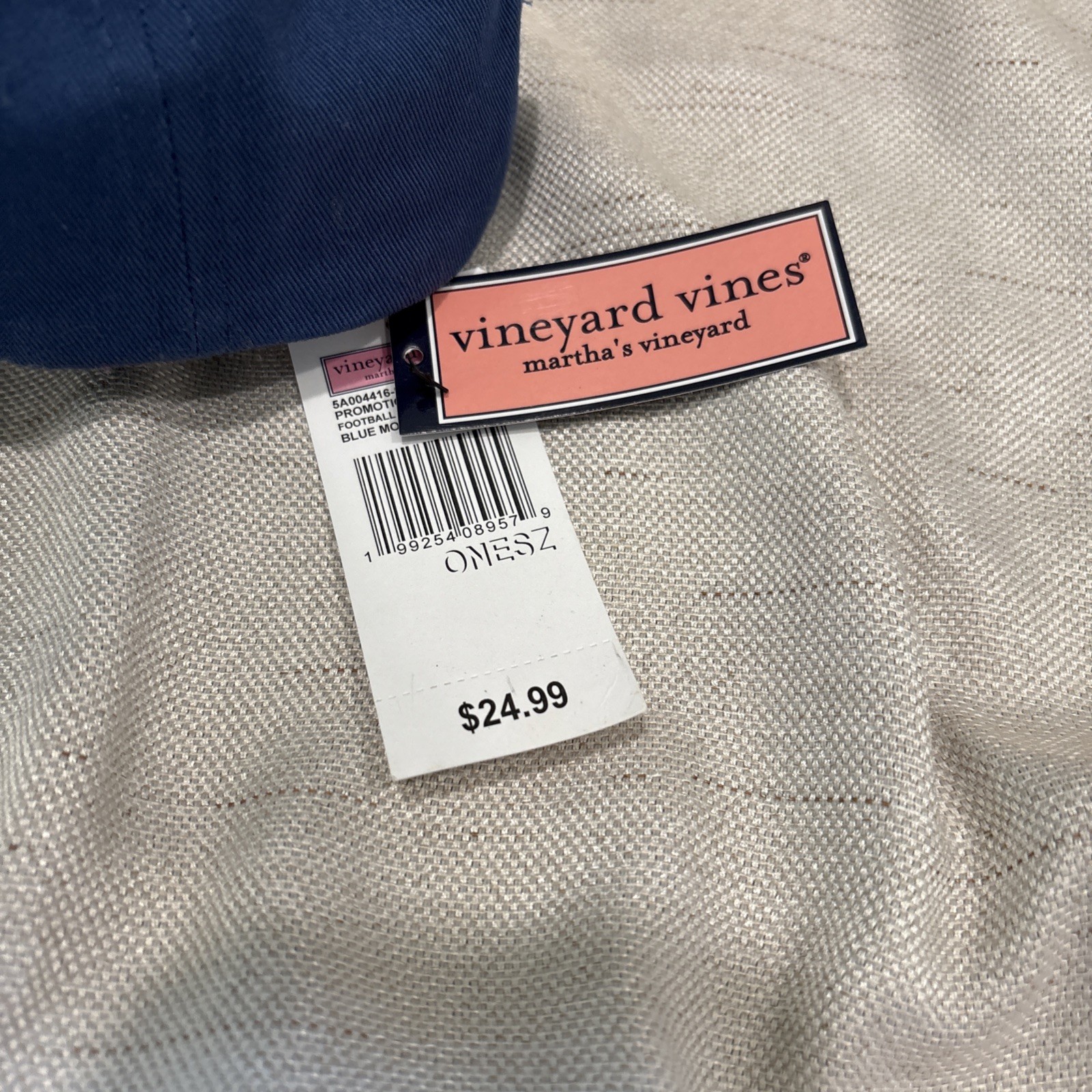 Vineyard Vines Baseball Hat Mens One Size Blue Football Whale Logo 5A004416-982