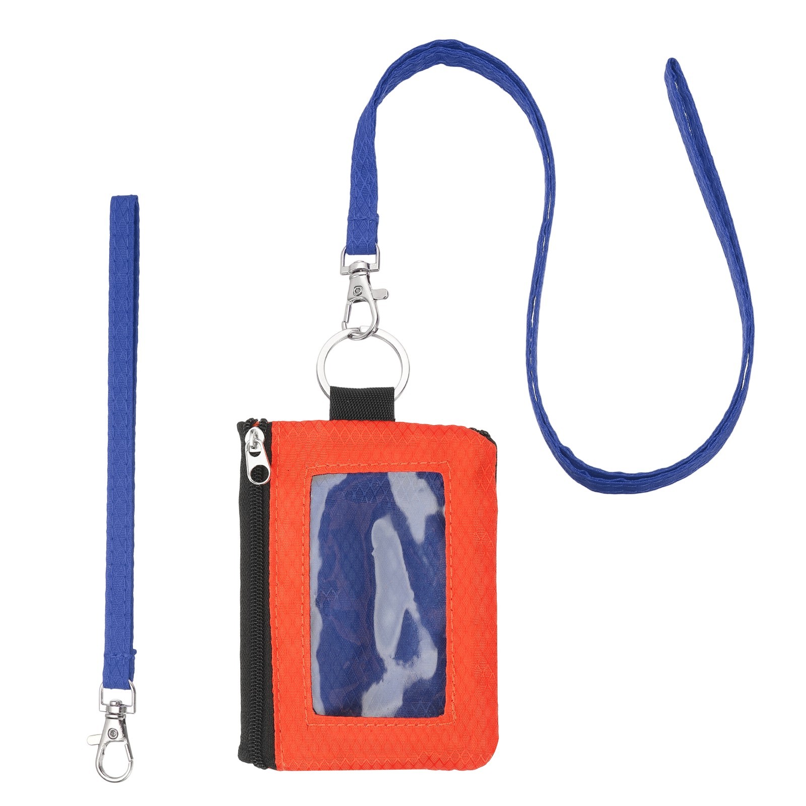 Minimalist RFID Blocking Wallets, Orange/Navy Blue(2 Lanyard)