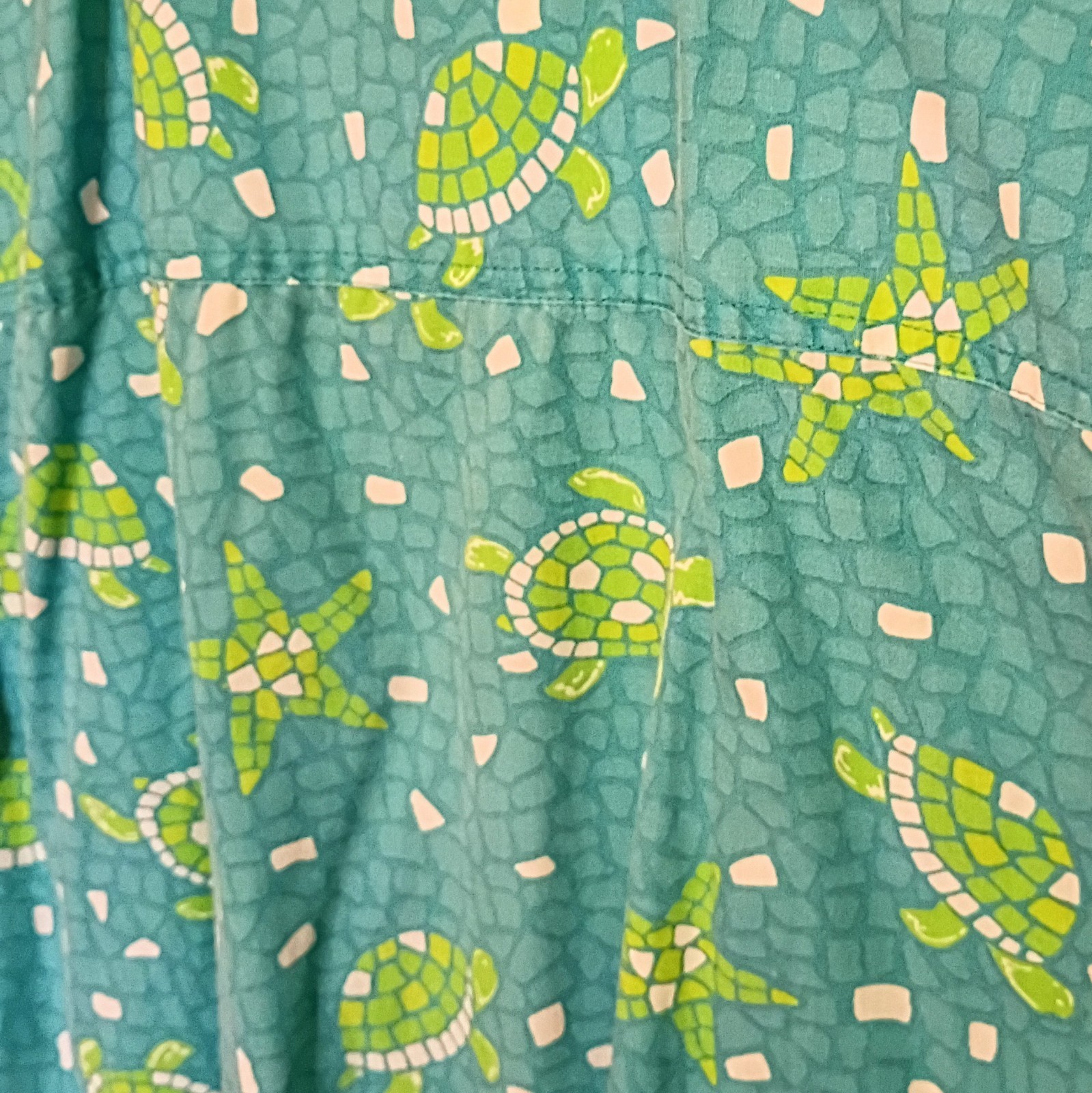 Vintage Bobbie Brooks Womens 38-40 Ocean Beach Sea Turtle Resort Button Blouse