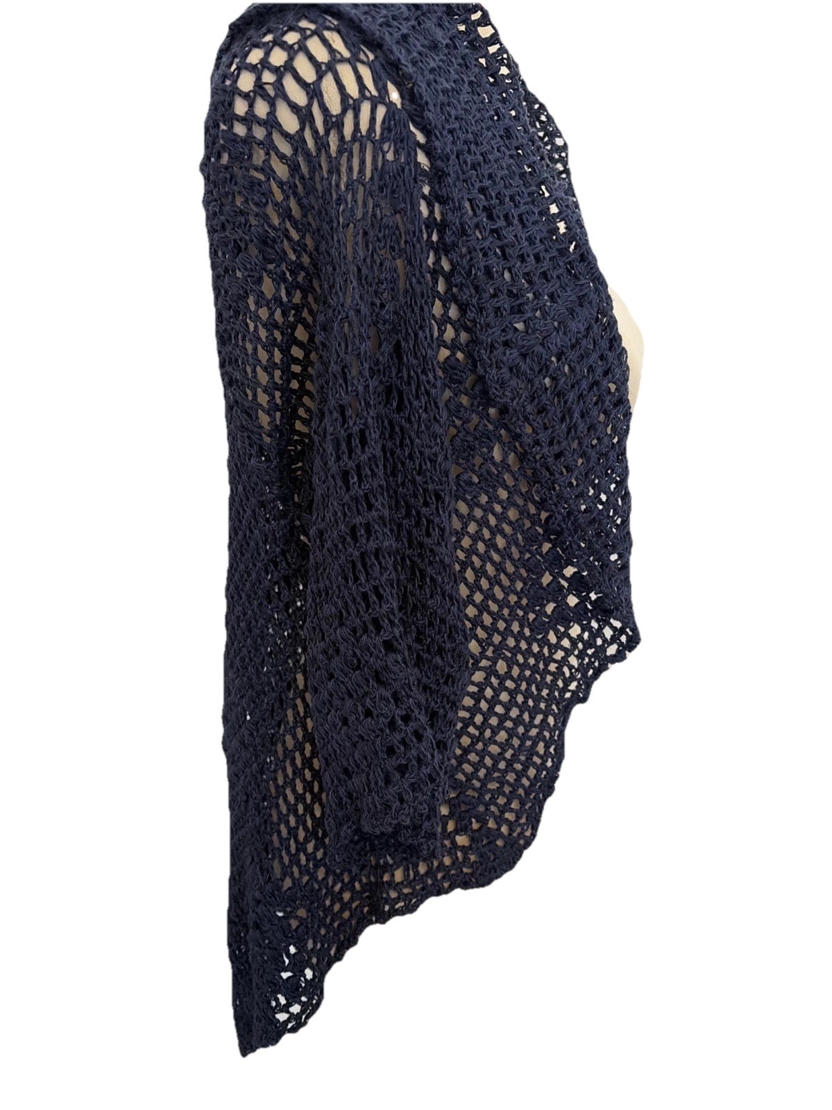 Crochet Open Front Cardigan Handmade Knit Granny Cottagecore Cabincore Blue