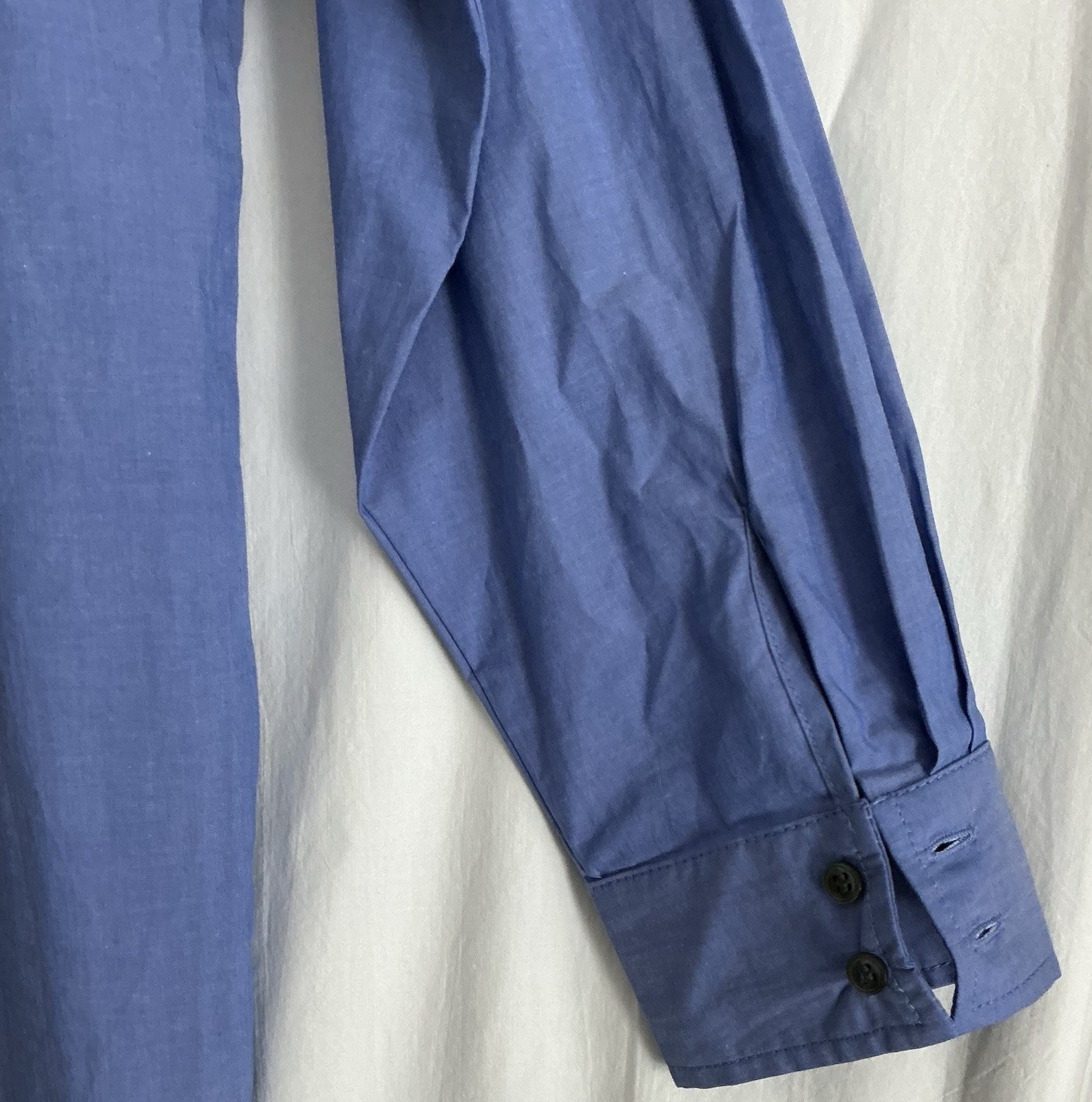 J.McLaughlin Sz Med Shirt Cotton Blue Stretch Button Front Collared Long Sleeve