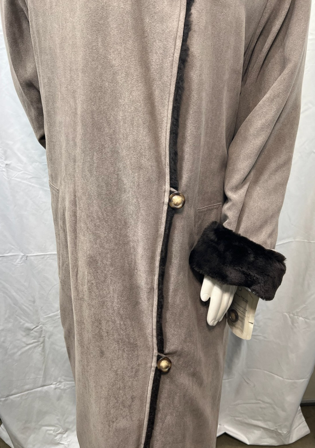 Bernando Fashion Coat Womens Size Large Brown Pockets Faux Sued New
