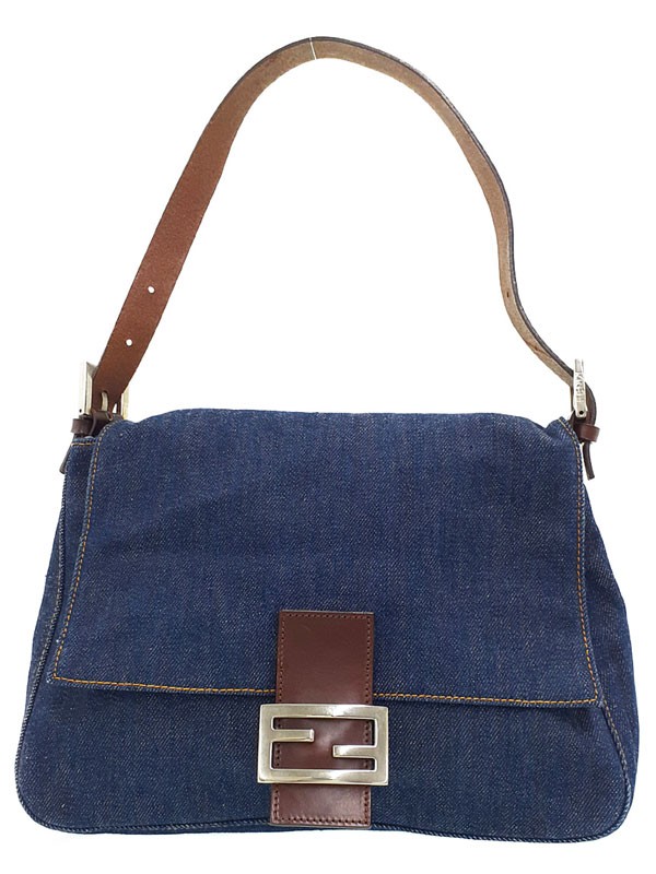 Fendi Denim Mama Bucket 26325 Leather Brown Shoulder Bag Women’s #TB455