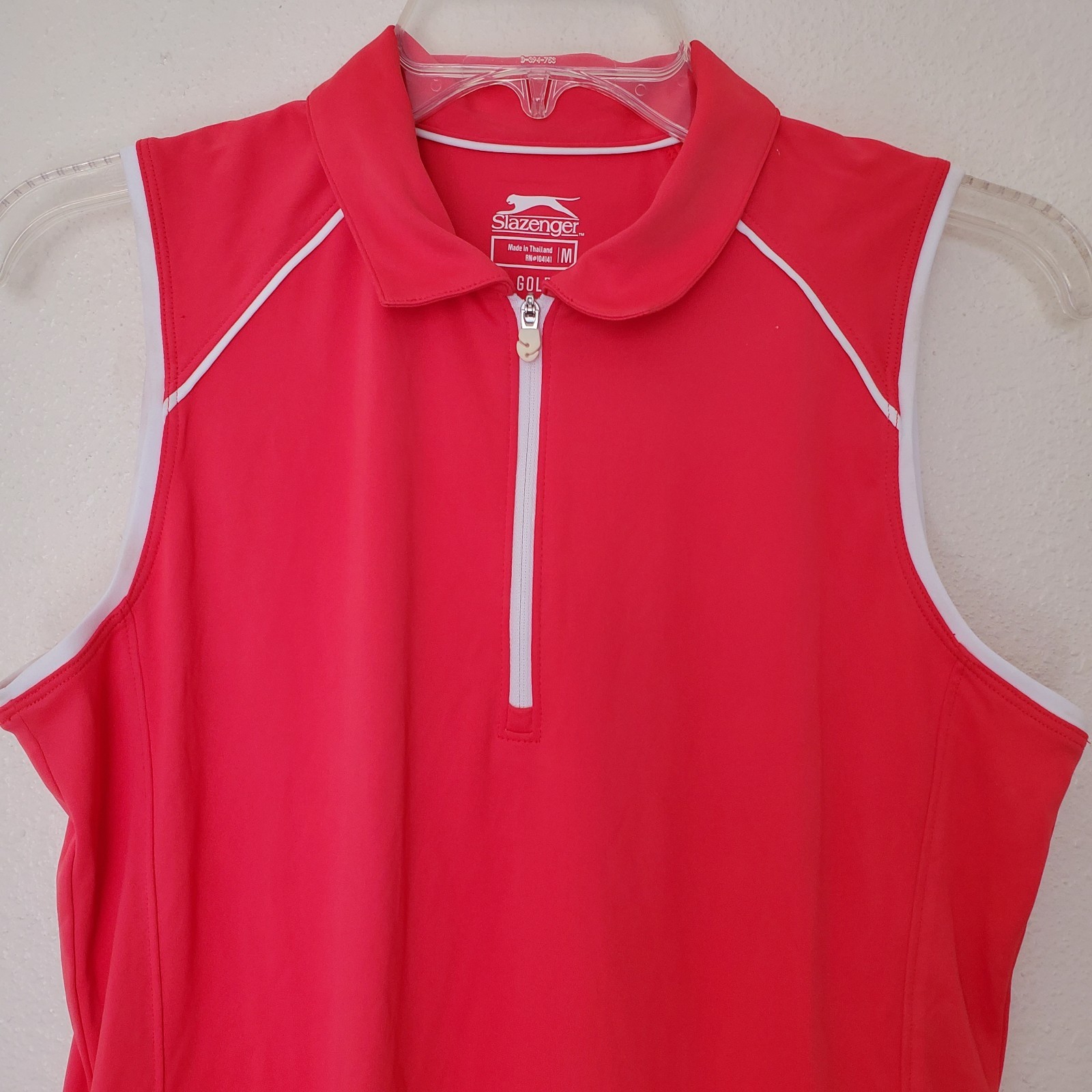 Slazenger Top Sleeveless 1/4 Zip Collared Solid Golf Activewear Top Orange Sz M