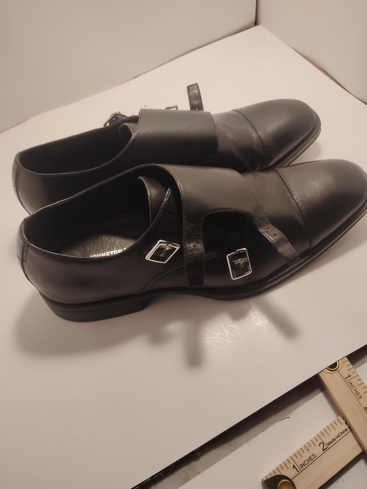 Vintage Birchett Double Monk Straps johnston murphy shoes Black Calfskin 9 1/2