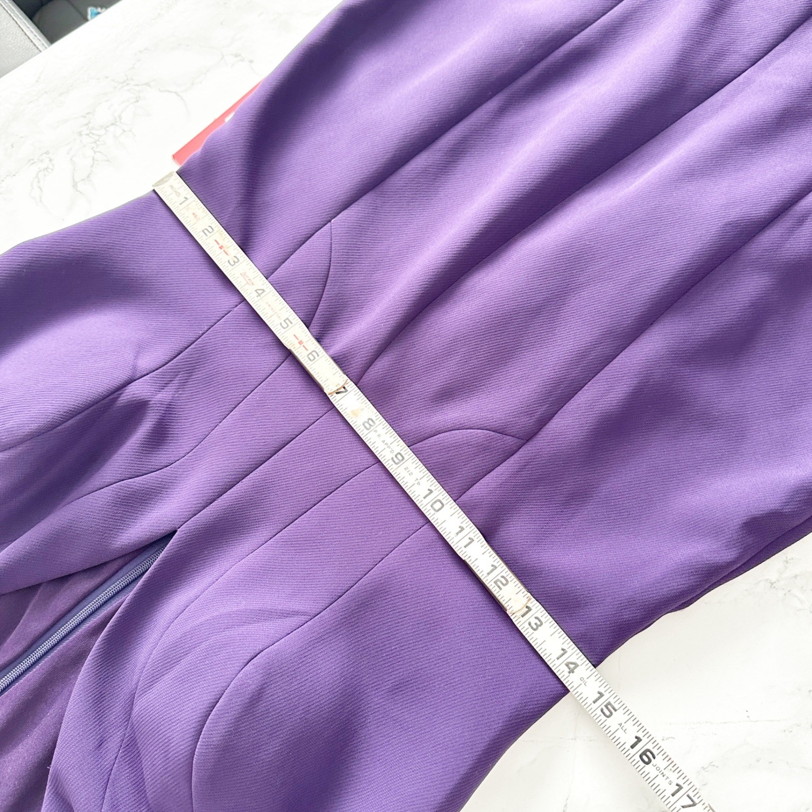 Carmen Marc Valvo Infusion Purple Halter Neck Deep V Neck Trumpet Gown Size 10