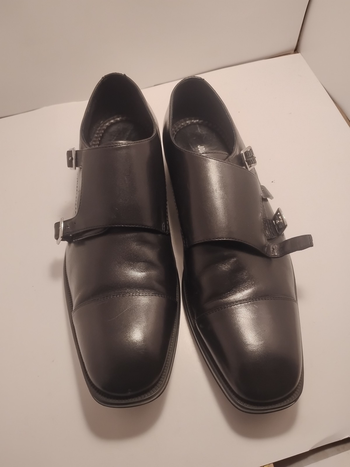 Vintage Birchett Double Monk Straps johnston murphy shoes Black Calfskin 9 1/2