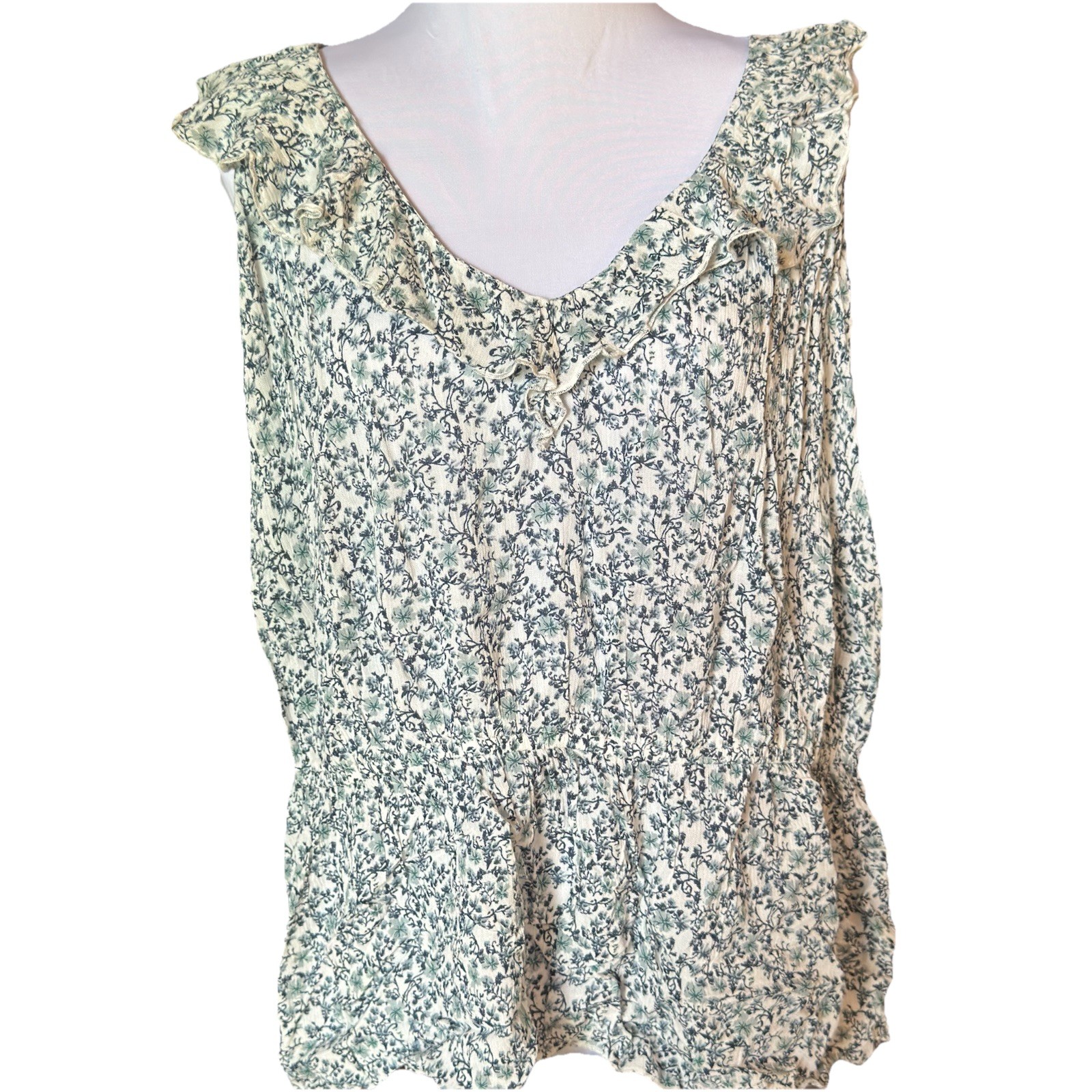Melrose Market Sleeveless V Neck Elastic Waist Ruffle Open Back Top Women’s 1X