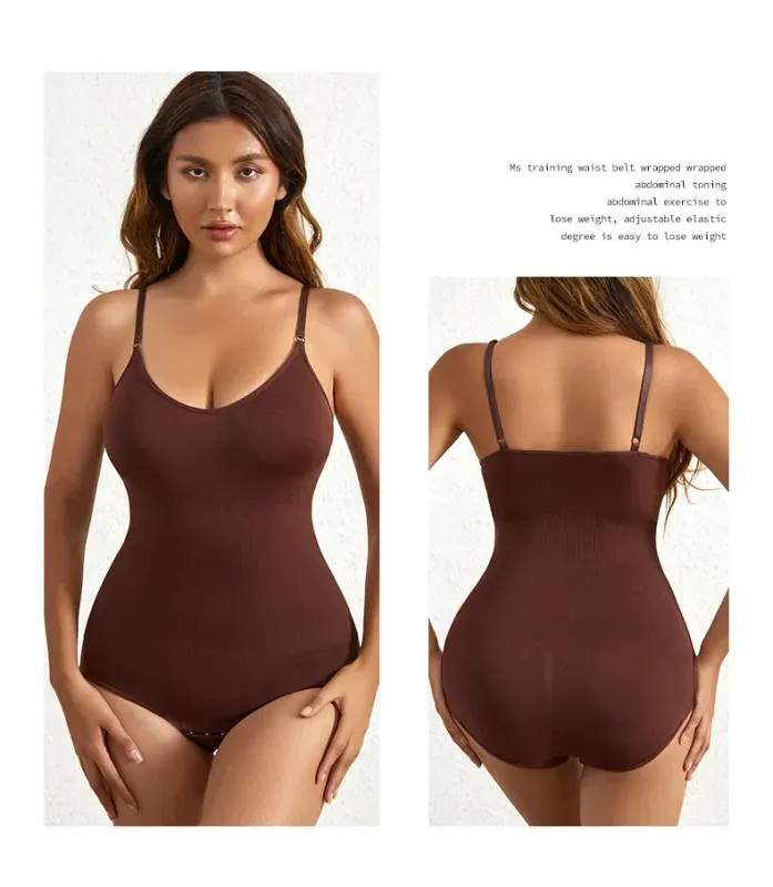 1 Piece Solid Seamless Brief Shaping Shapewear Bodysuit, Tummy Control Butt