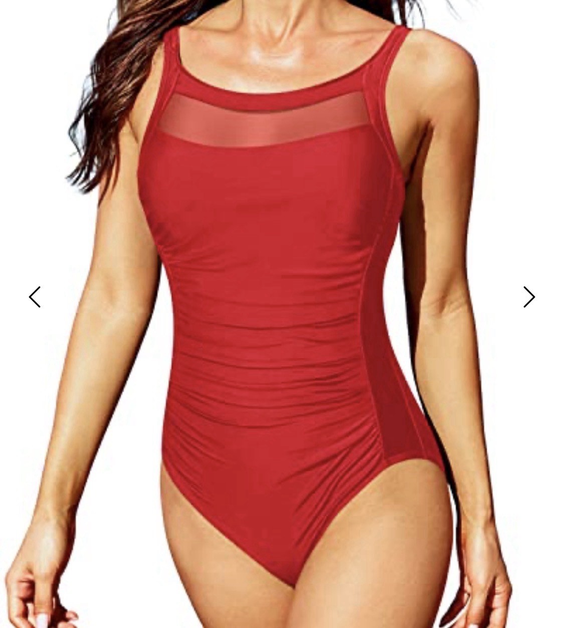 Tempt Me Women’s One Piece Red Swimsuit With Mesh Neckline Size XXL