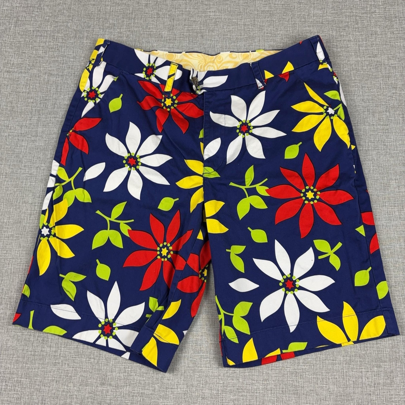 Loudmouth Shorts Mens 36 Multicolor Hawaiian Floral Chino Golf Stretch 10 Inseam