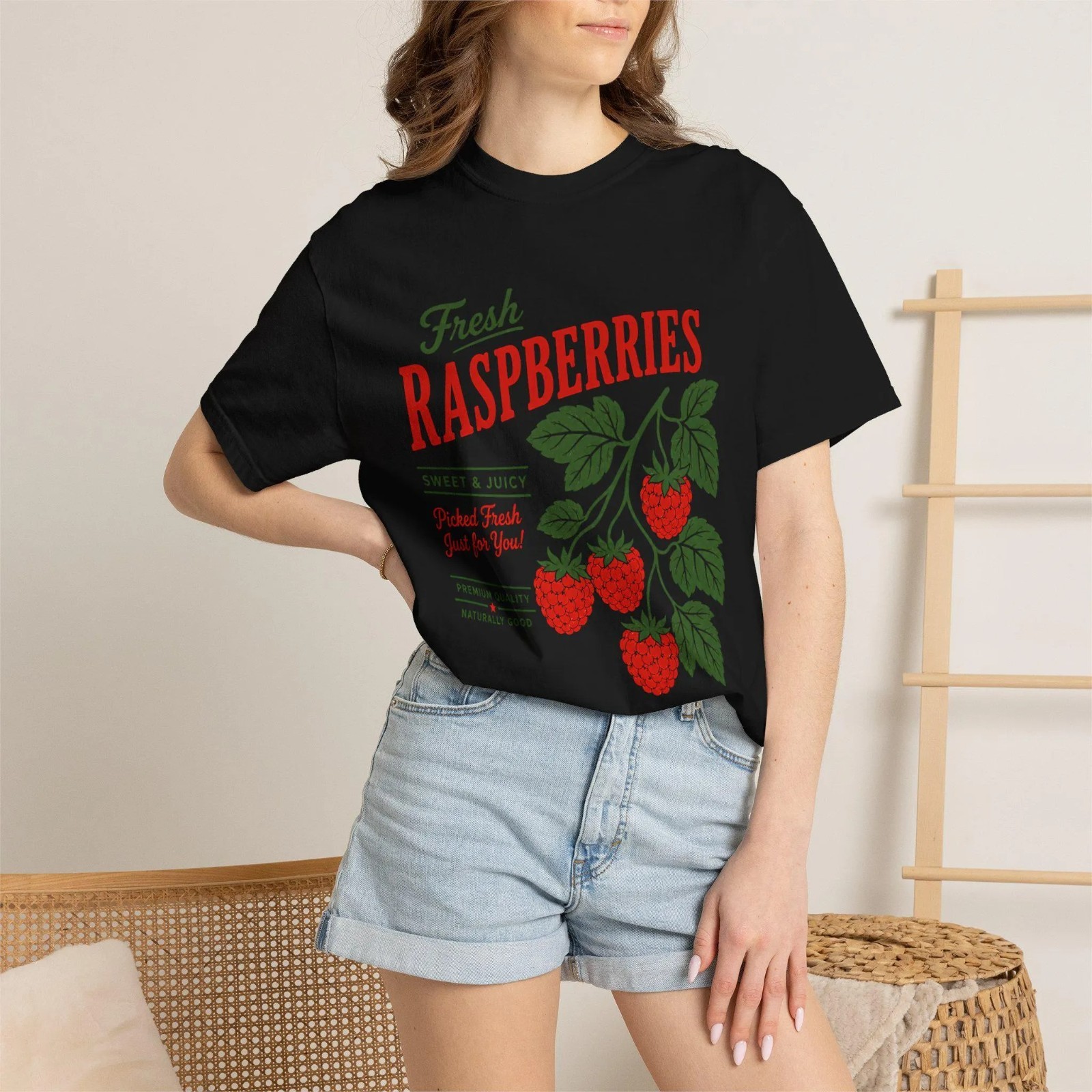 Fresh Raspberries Cottagecore Botanical Apparel Gift For Berry Picker T-Shirt