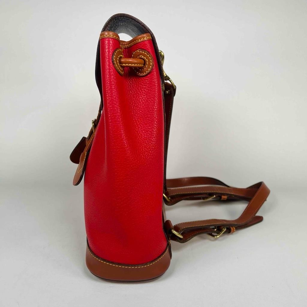 Dooney & Bourke Classic Collection All Weather Pebble Leather Red Tan Backpack