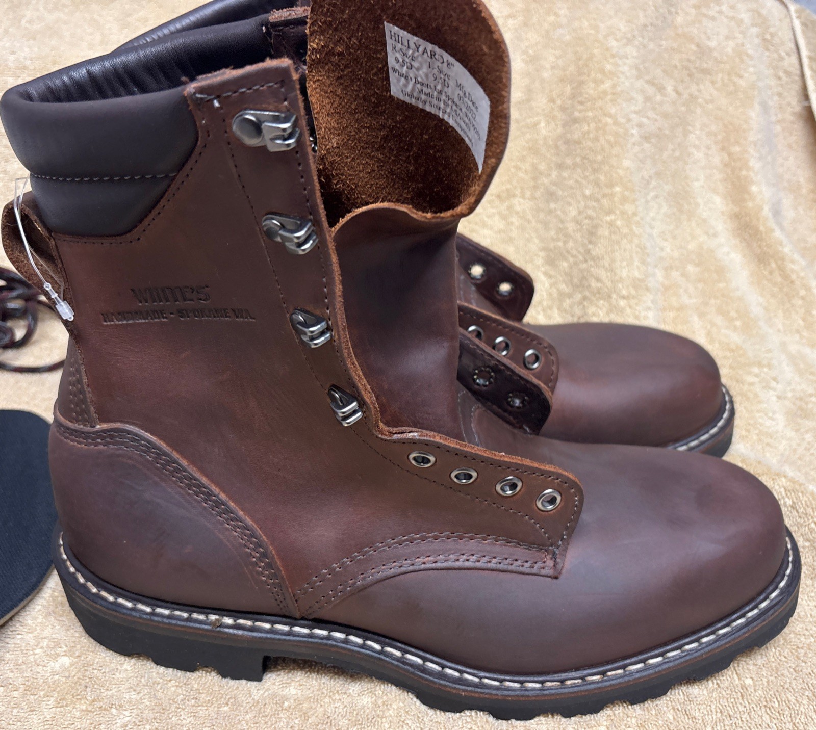 White’s Boot Men’s Hillyard Lace-Up Work Boot-Soft Toe-mens 9.5D H7865-BRN NWOB