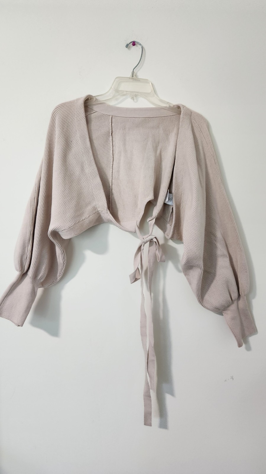 Women’s Bolero Shrug Sweater Cropped Cardigan Knit Tie Up Open Front Long Sleeve
