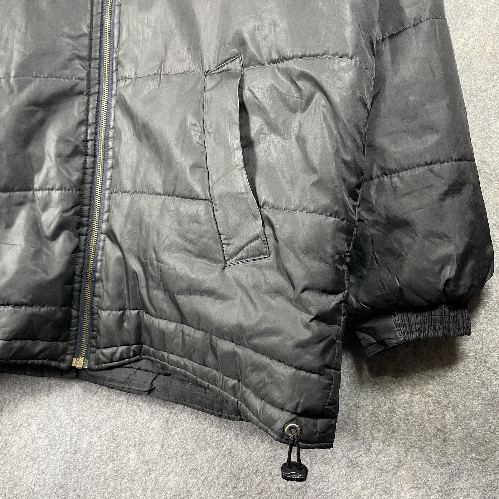 Vintage Reebok Padded Coat Size 2XL Black Full Zip Adjustable Outdoor Retro