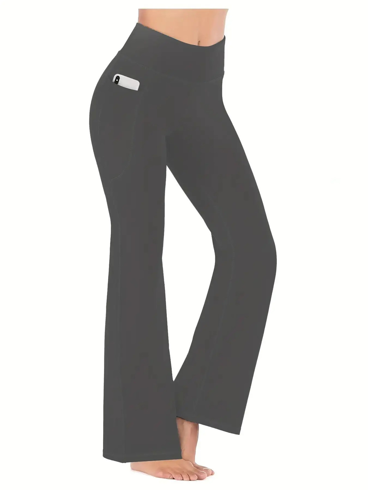 Women’s Flared Pants with Pockets, Flared Leg Yoga Pants High Waist Fitness