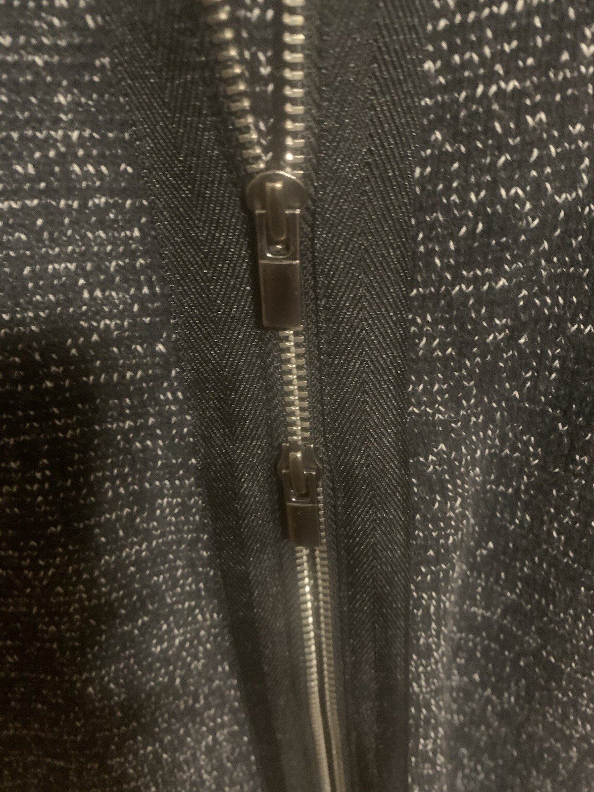 Talbots Petites LP Black/White Marled Mid-Length Full Zip Dress Long Sleeve