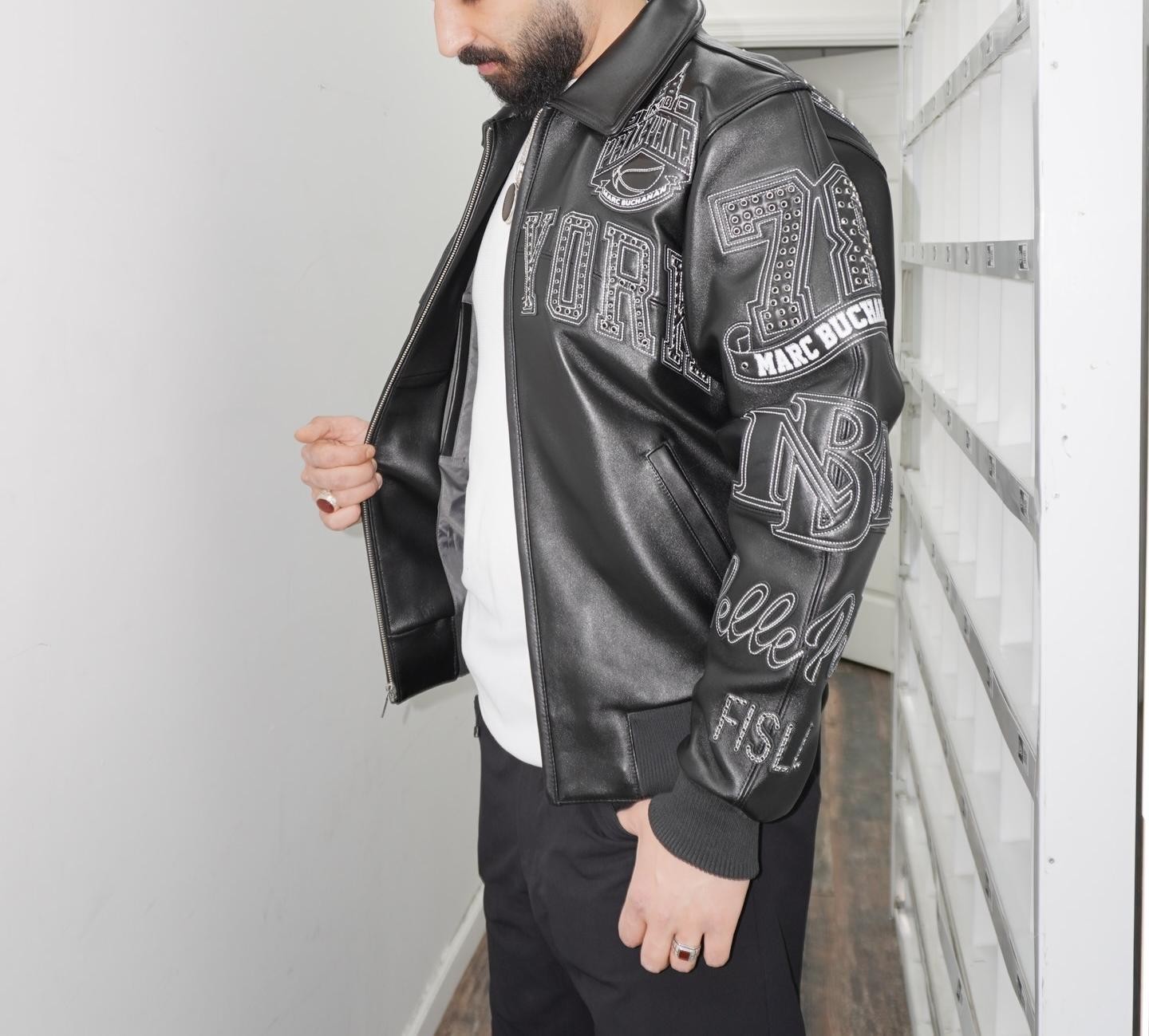 Knicks Leather Jacket Blue Orange Black Vintage Varsity Bomber Streetwear Style