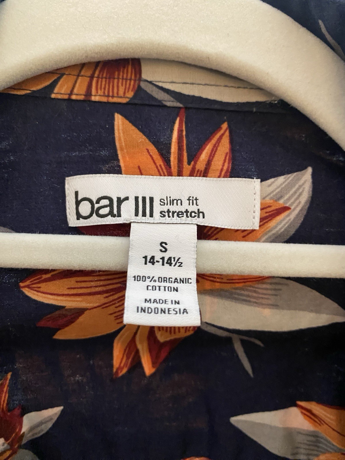 Bar III Slim Fit Stretch Men’s Small 14-14.5 Lot Of Two Floral Patterns