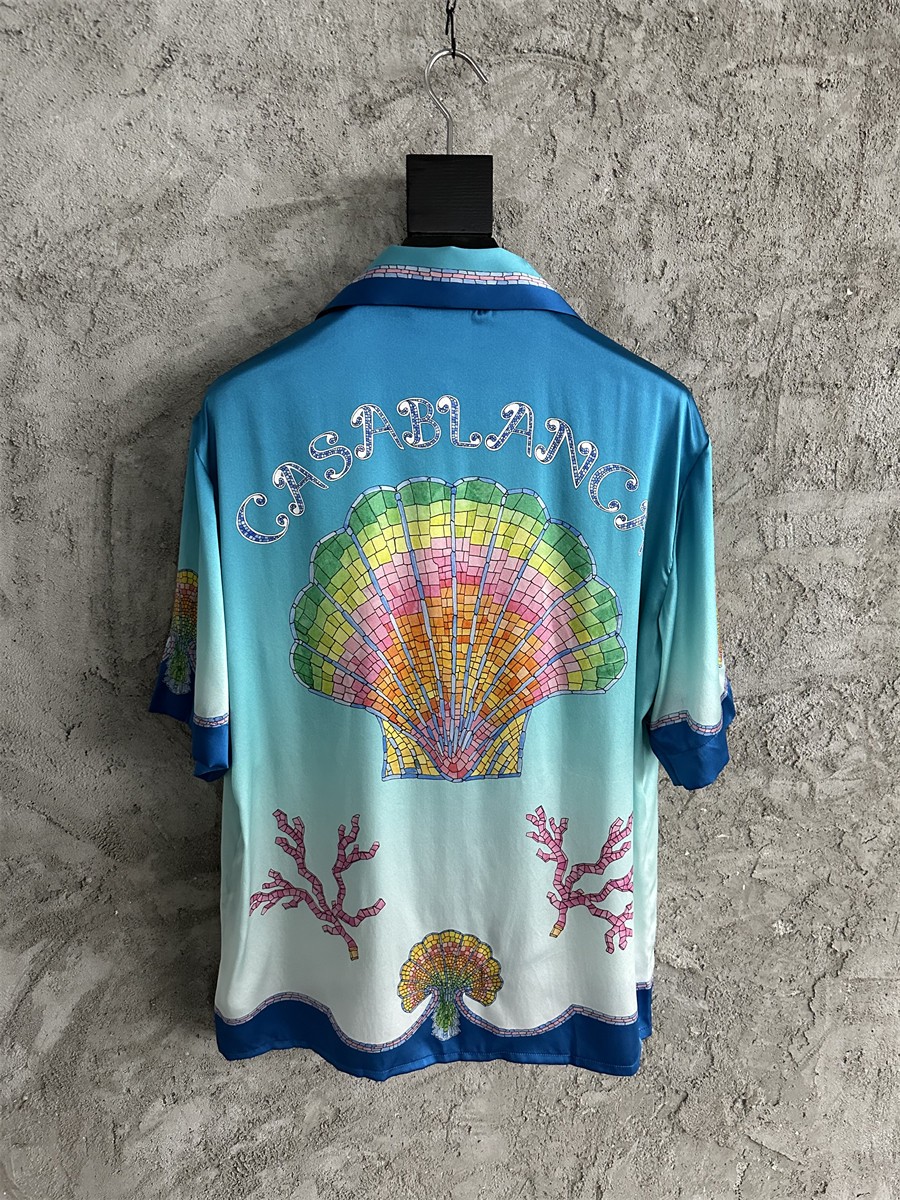 New CASABLANCA Summer Shell Print Lightweight Short Sleeve Premium Relaxed Shirt