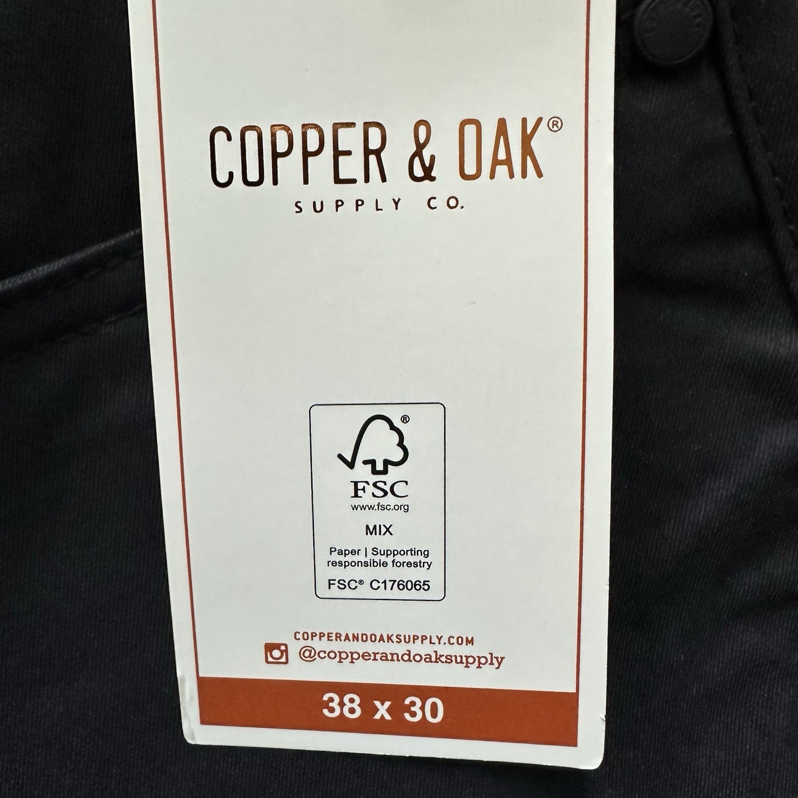 Copper & Oak NWT Men’s 38×30 5 Pocket Polyester Pants Black K5S842 NWT $75